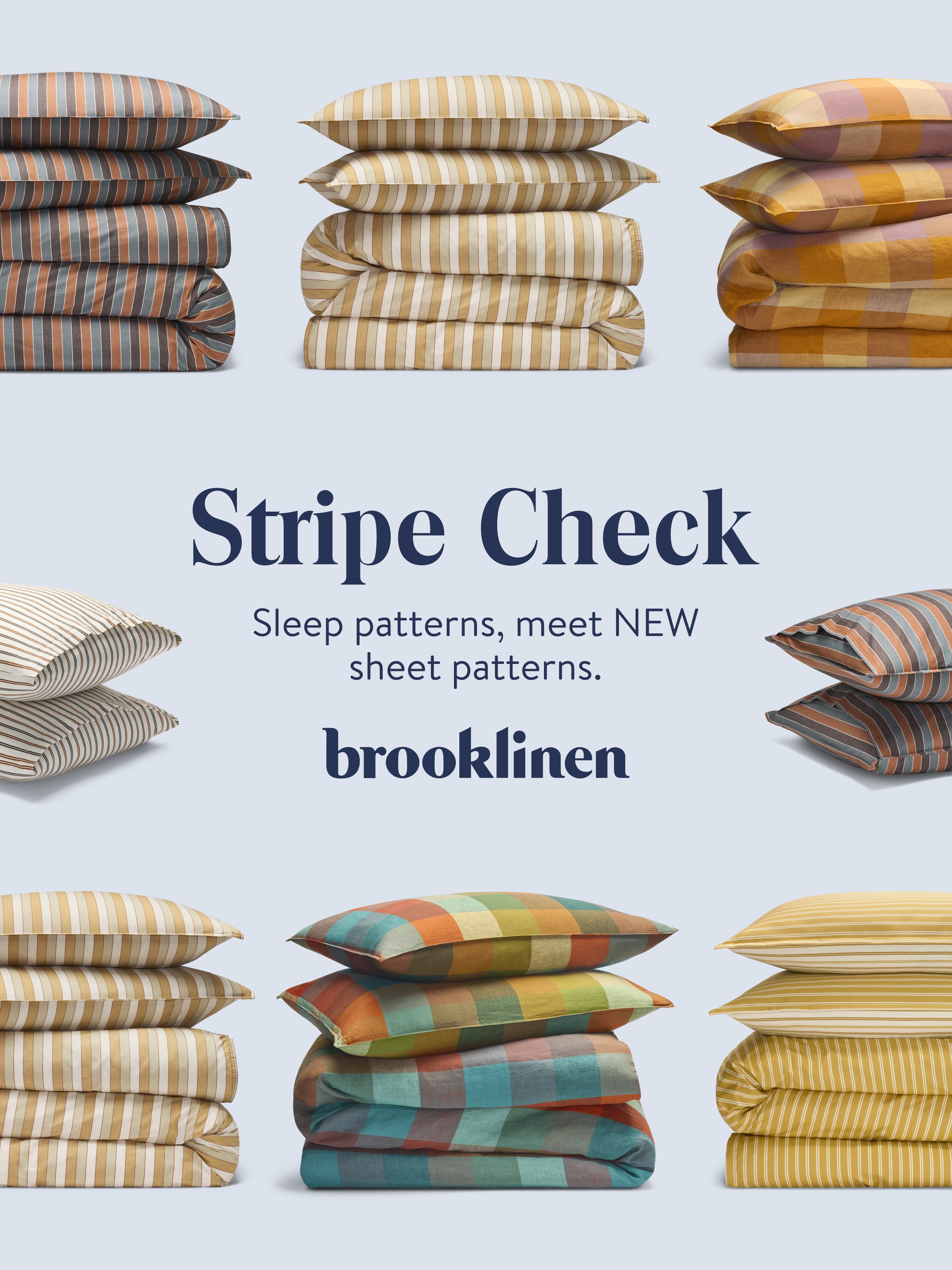 Portafolio de diseño gráfico para Brooklinen, con campañas promocionales y piezas de comunicación visual para una marca de textiles para el hogar.
