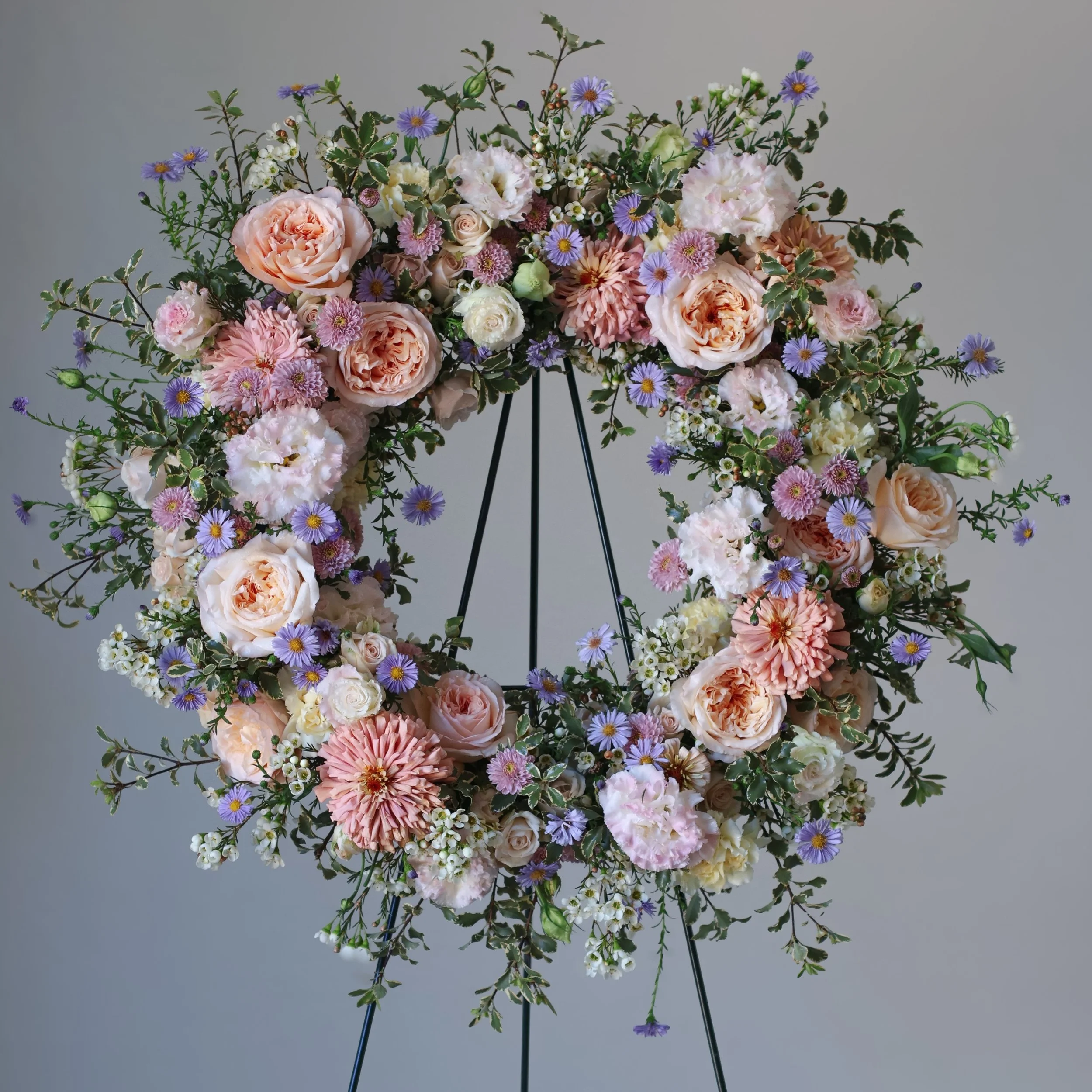 Created in remembrance.

A garden-inspired wreath, designed to honor a life &amp; the memories that will forever be cherished.