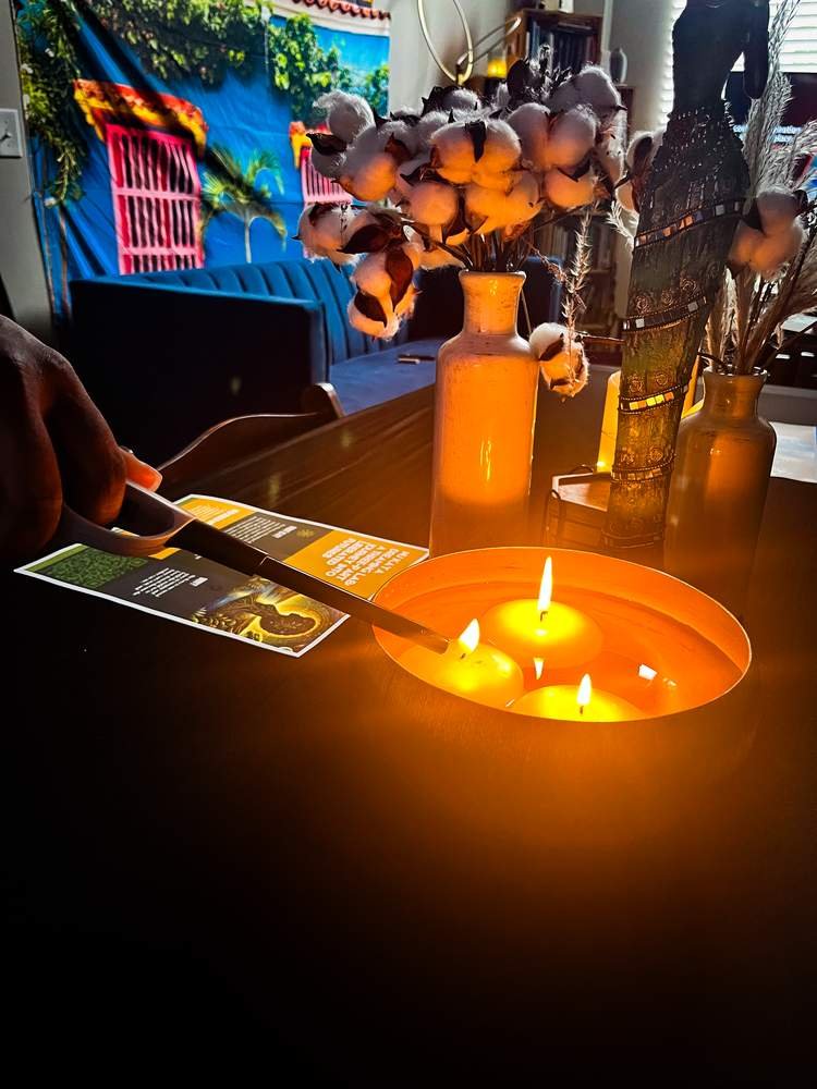 Winter Solstice candles and altar setup