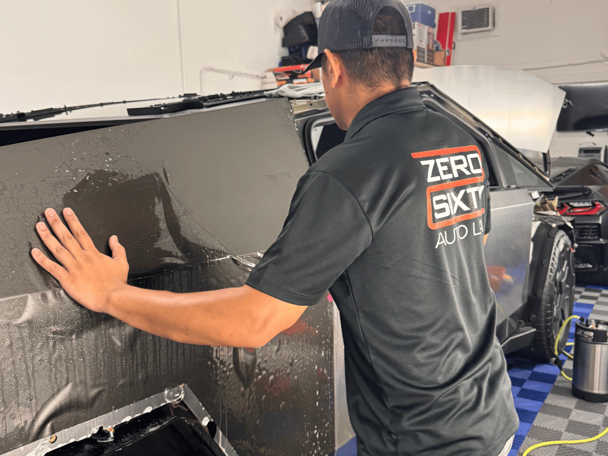Tesla Cybertruck with color PPF installation