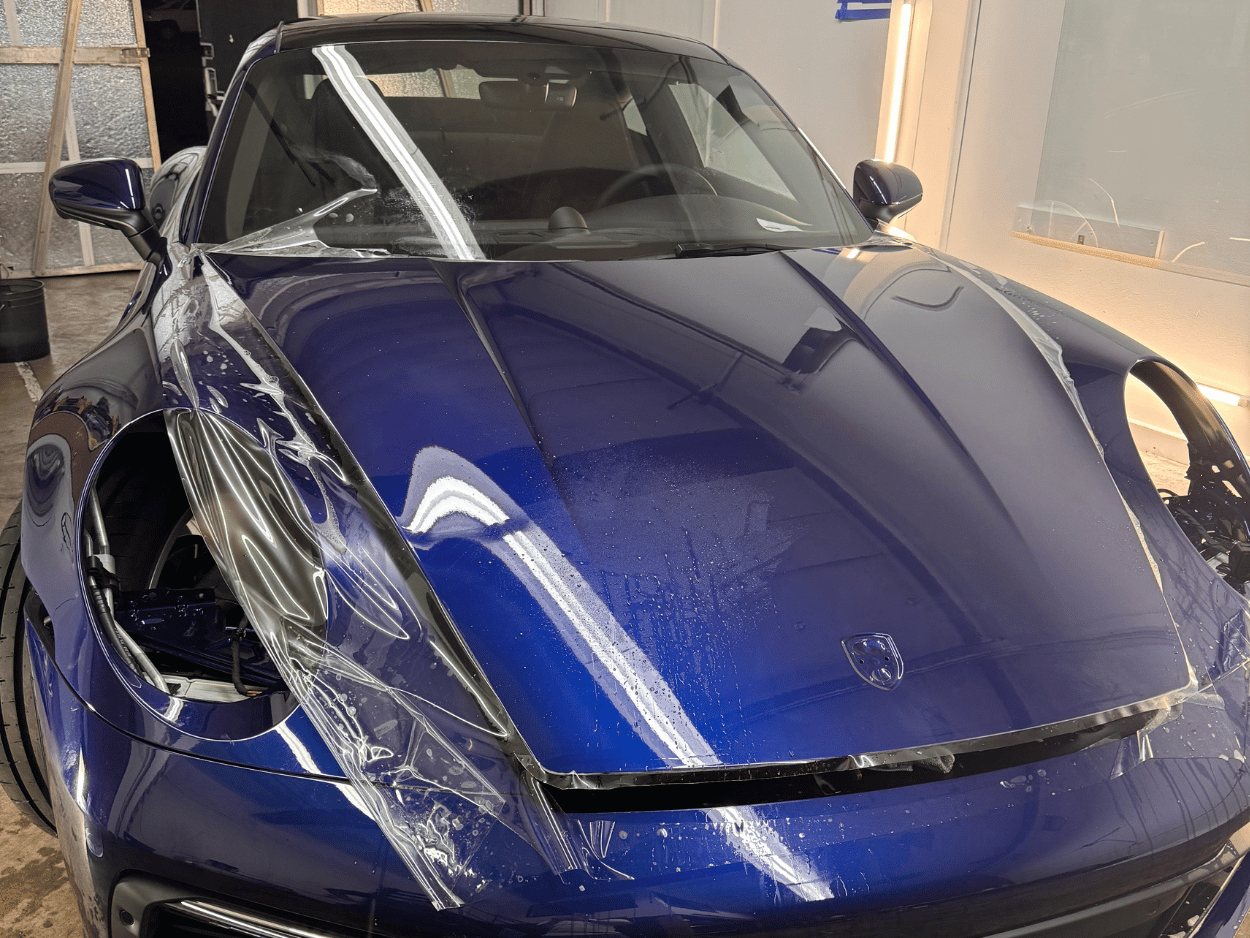 Porsche with hood PPF