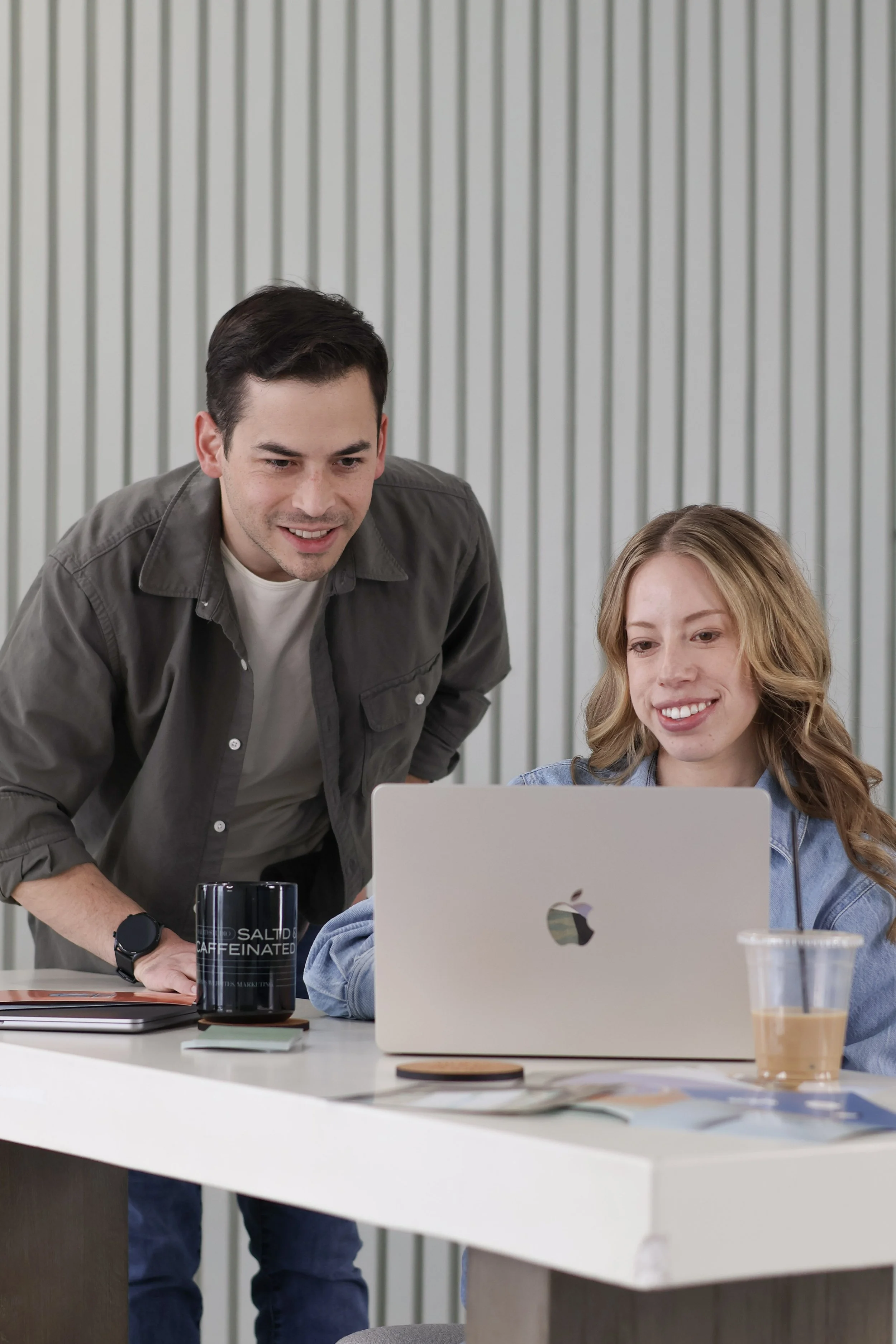 Saltd Studio owners Emma and Cameron working side by side.
