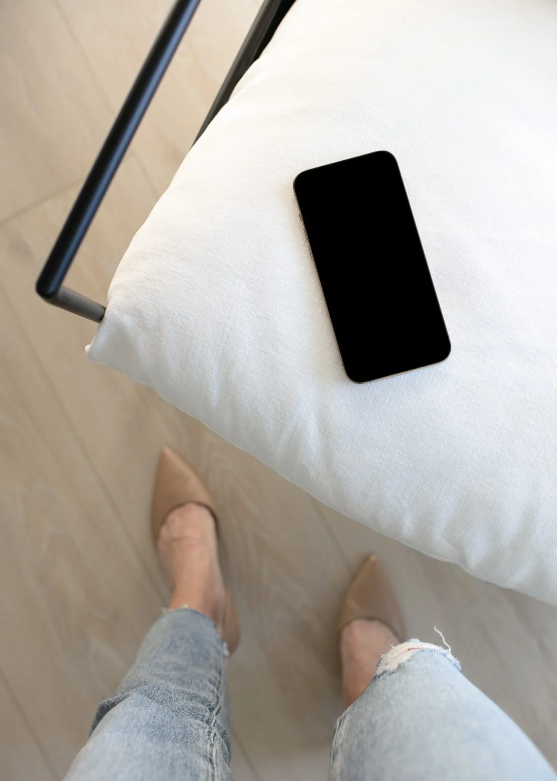 Phone placed on a chair