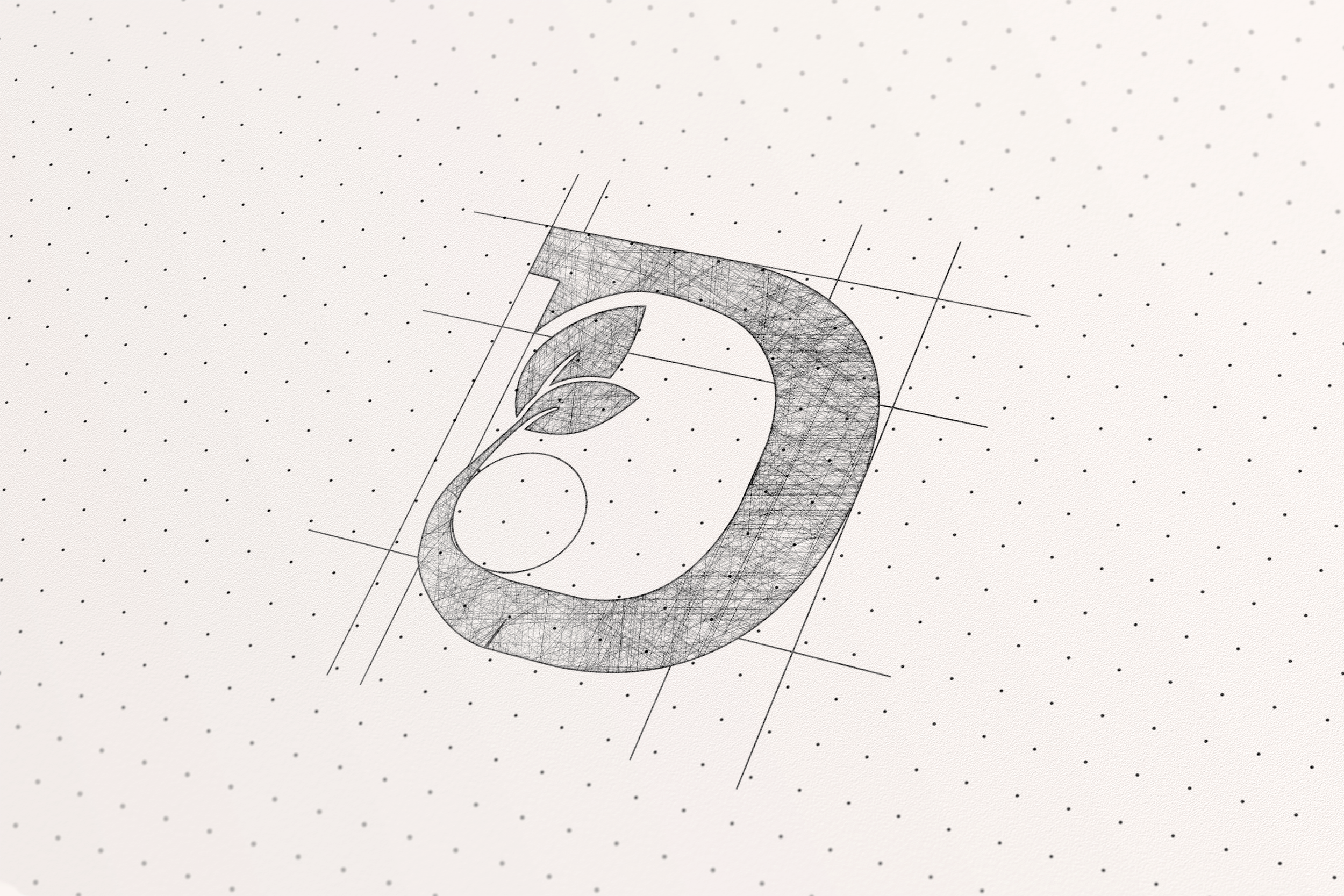 Hand-drawn sketch for a custom logo design.