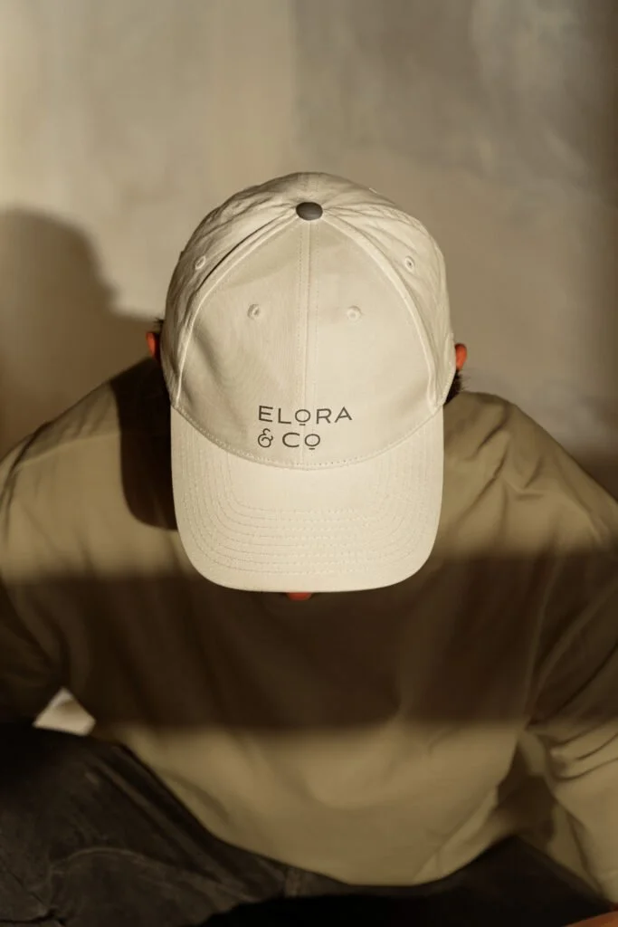 Elora &amp; Co. pre-made logo embroidered on a hat