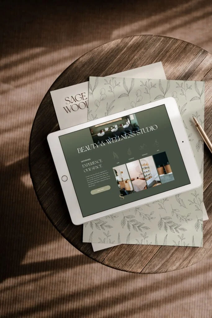 Tablet displaying the Sagewood website homepage