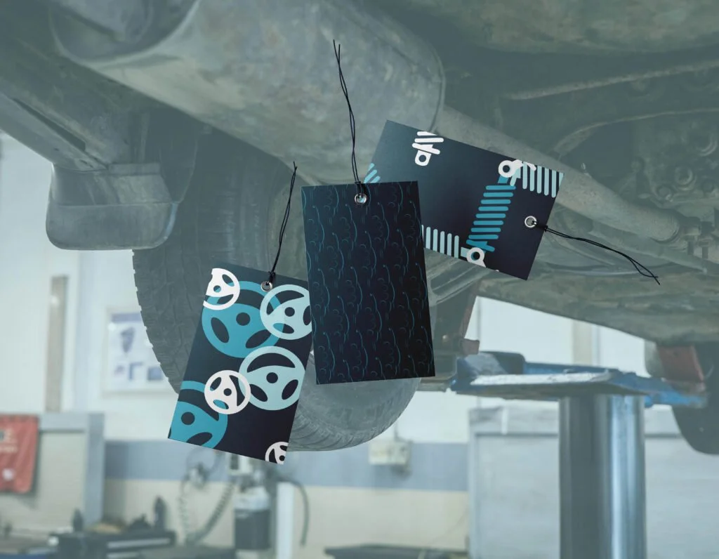 Custom illustrations and background design for a mobile mechanic brand