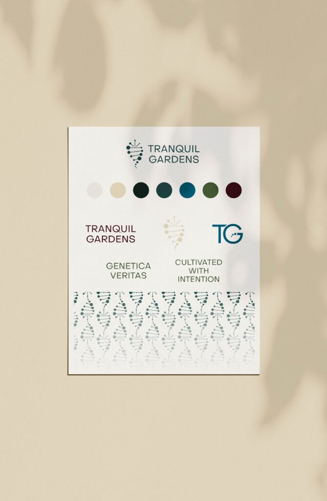 Brand guide for Tranquil Gardens, a cannabis company