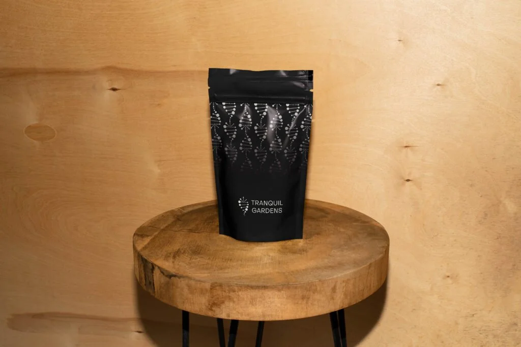 Genetics-inspired patterns for a cannabis company displayed on packaging