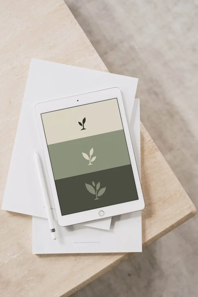 Plant-inspired logo design symbolizing growth.