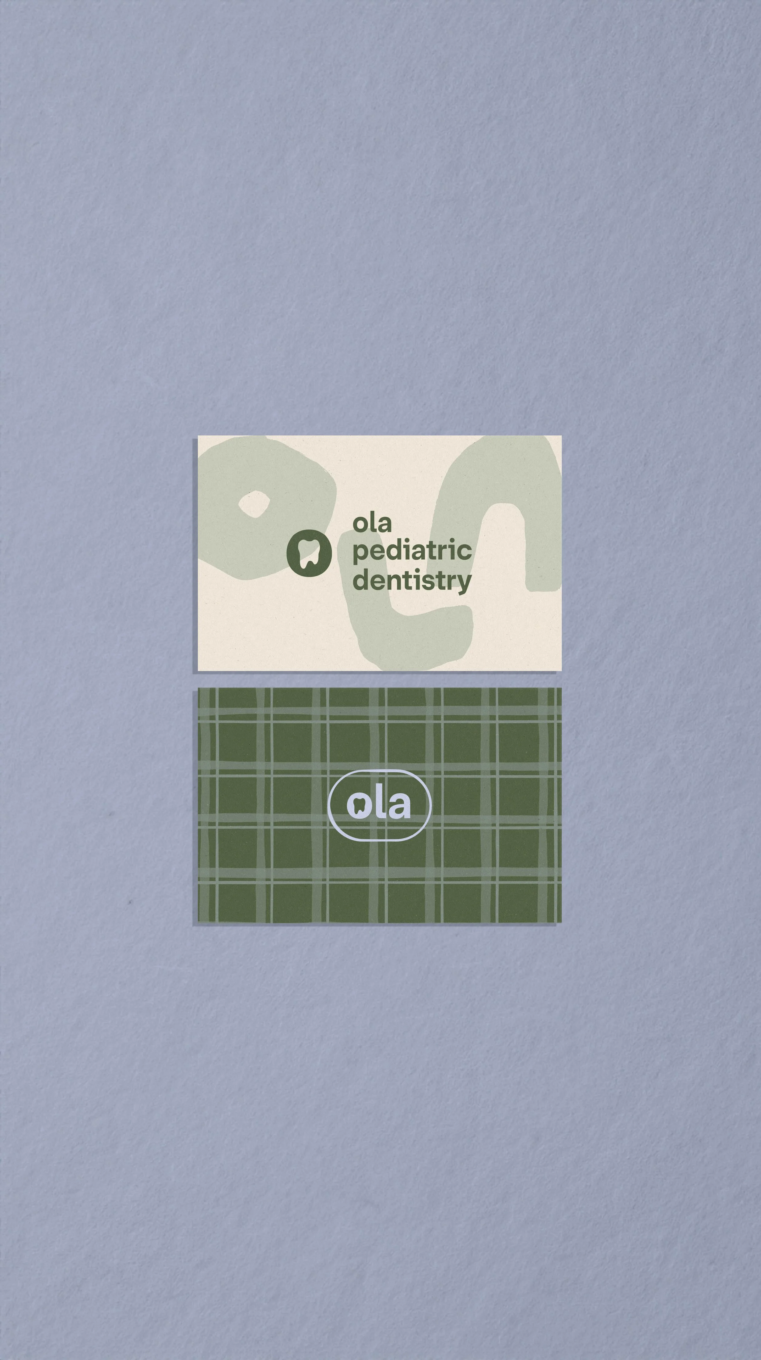 Branded business card for Ola Pediatric Dentistry.
