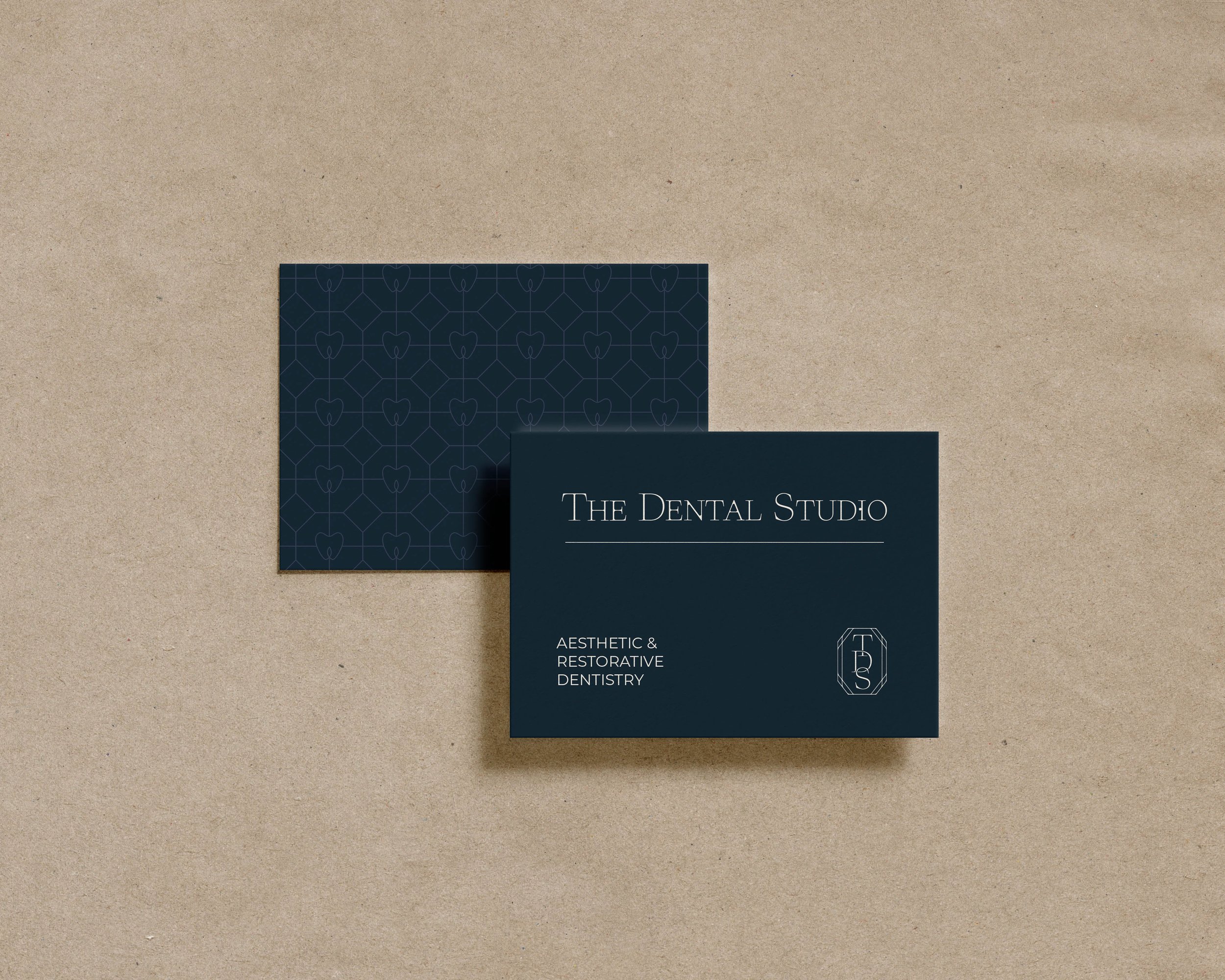 Branded business card for a dental practice.