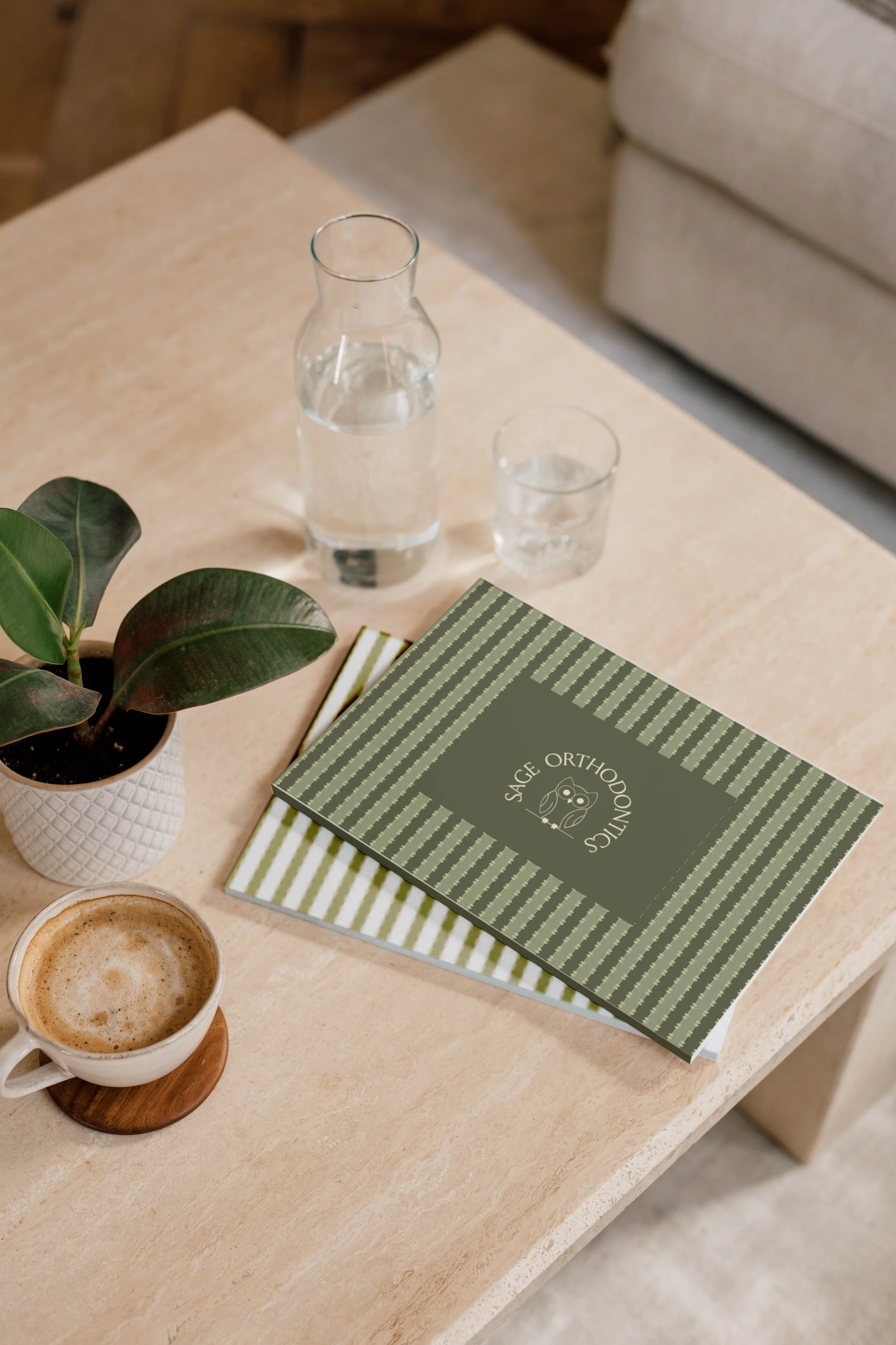 Green pattern and texture used in dentist branding