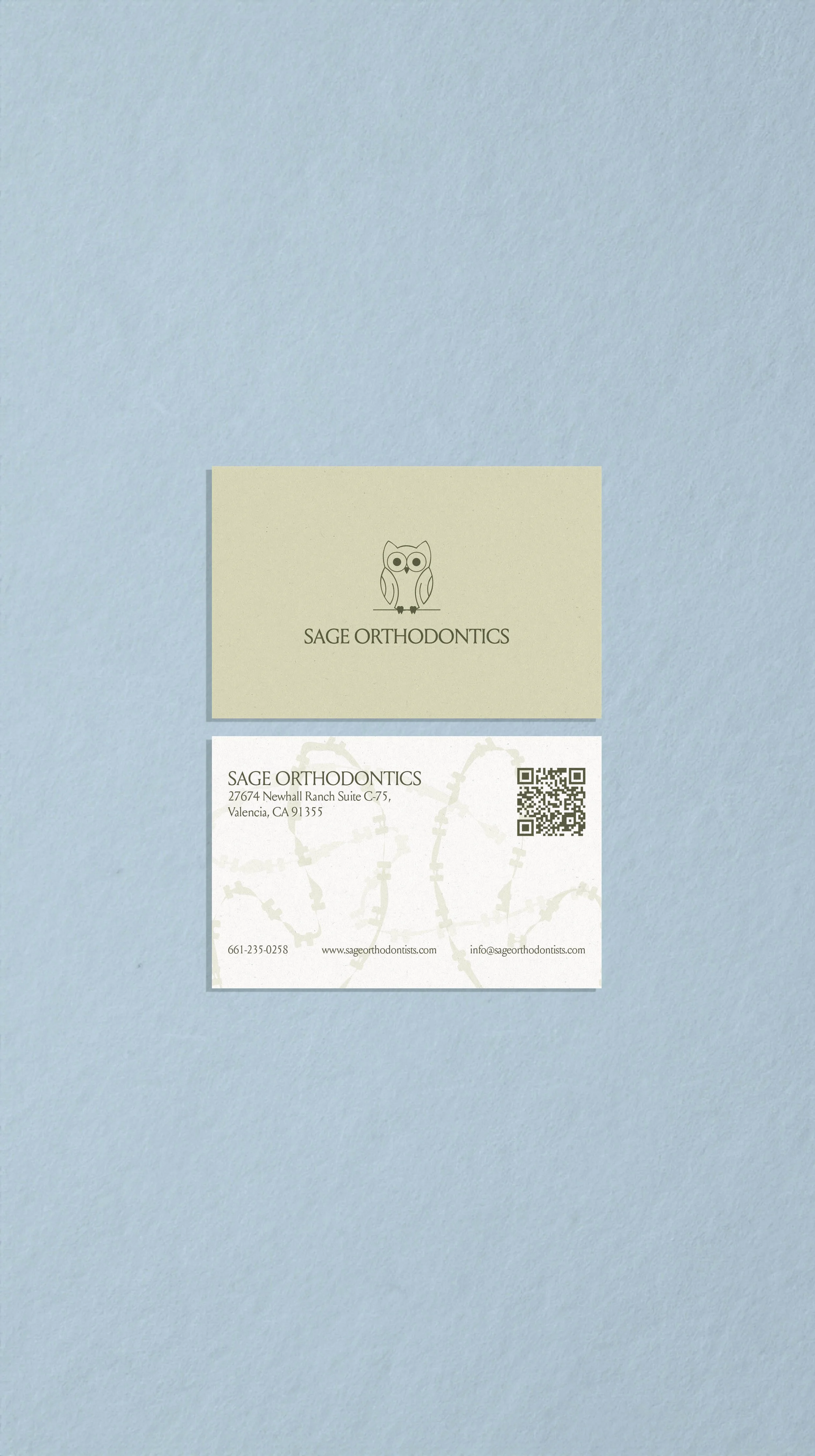 Business card featuring orthodontist branding