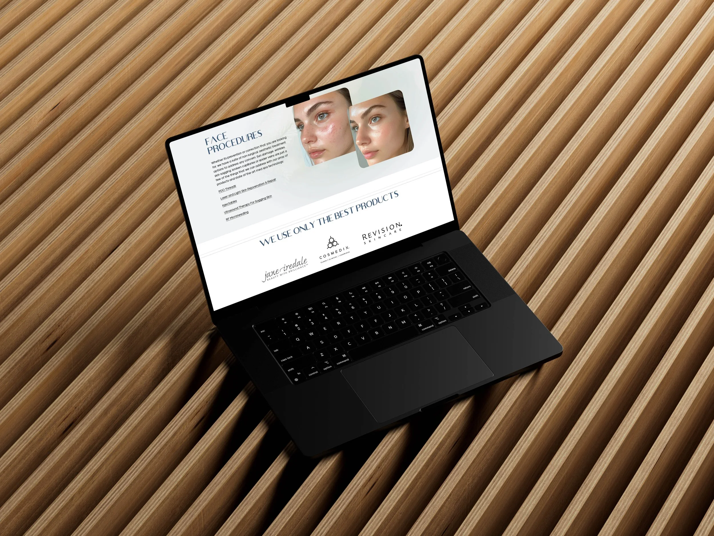 Homepage design of a med spa website.