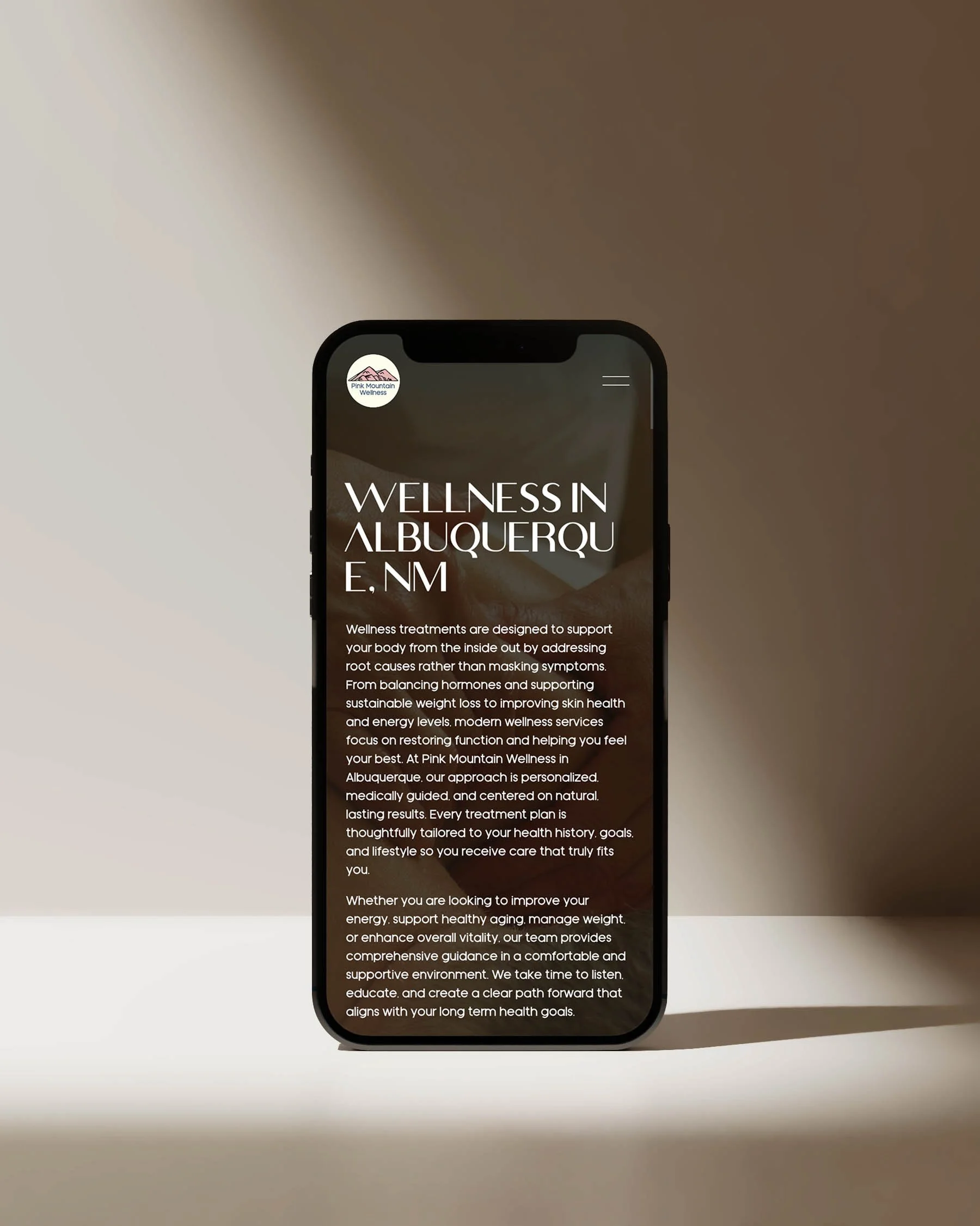 Mobile-friendly med spa website displayed on a smartphone.
