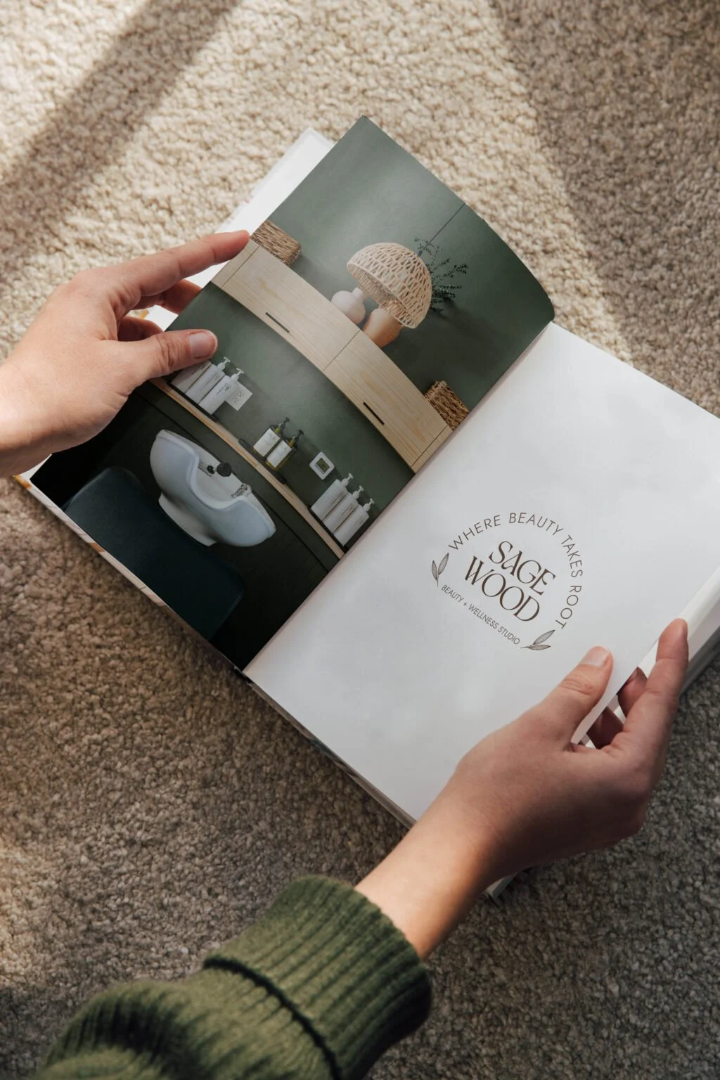 Sagewood logo showcased in a magazine layout.