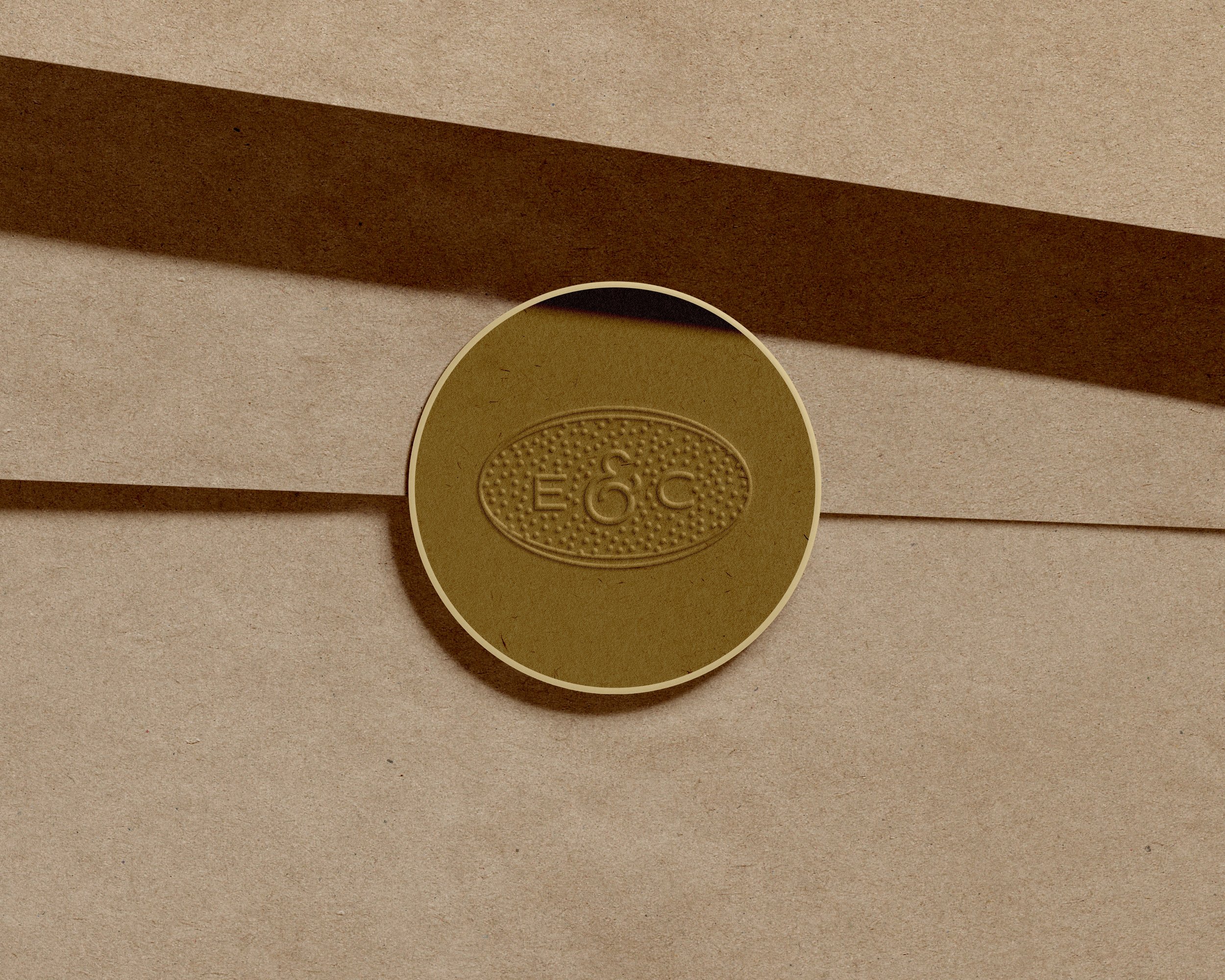 Semi-custom logo design displayed on a branded stamp