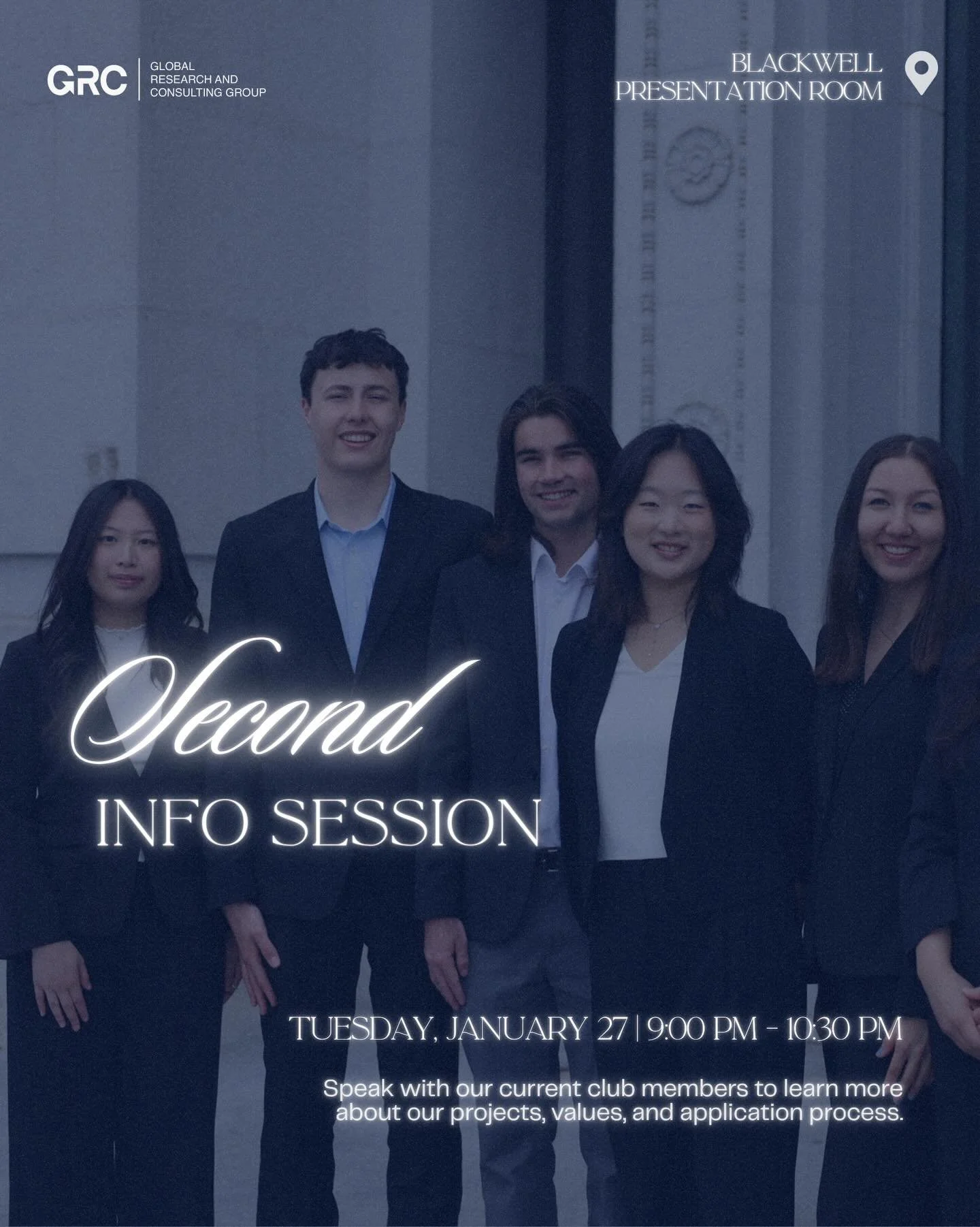 Our second info session is TONIGHT at Blackwell Presentation Room. Come join us from 9:00 - 10:30 PM to learn more about GRC&rsquo;s projects and community while networking with members!