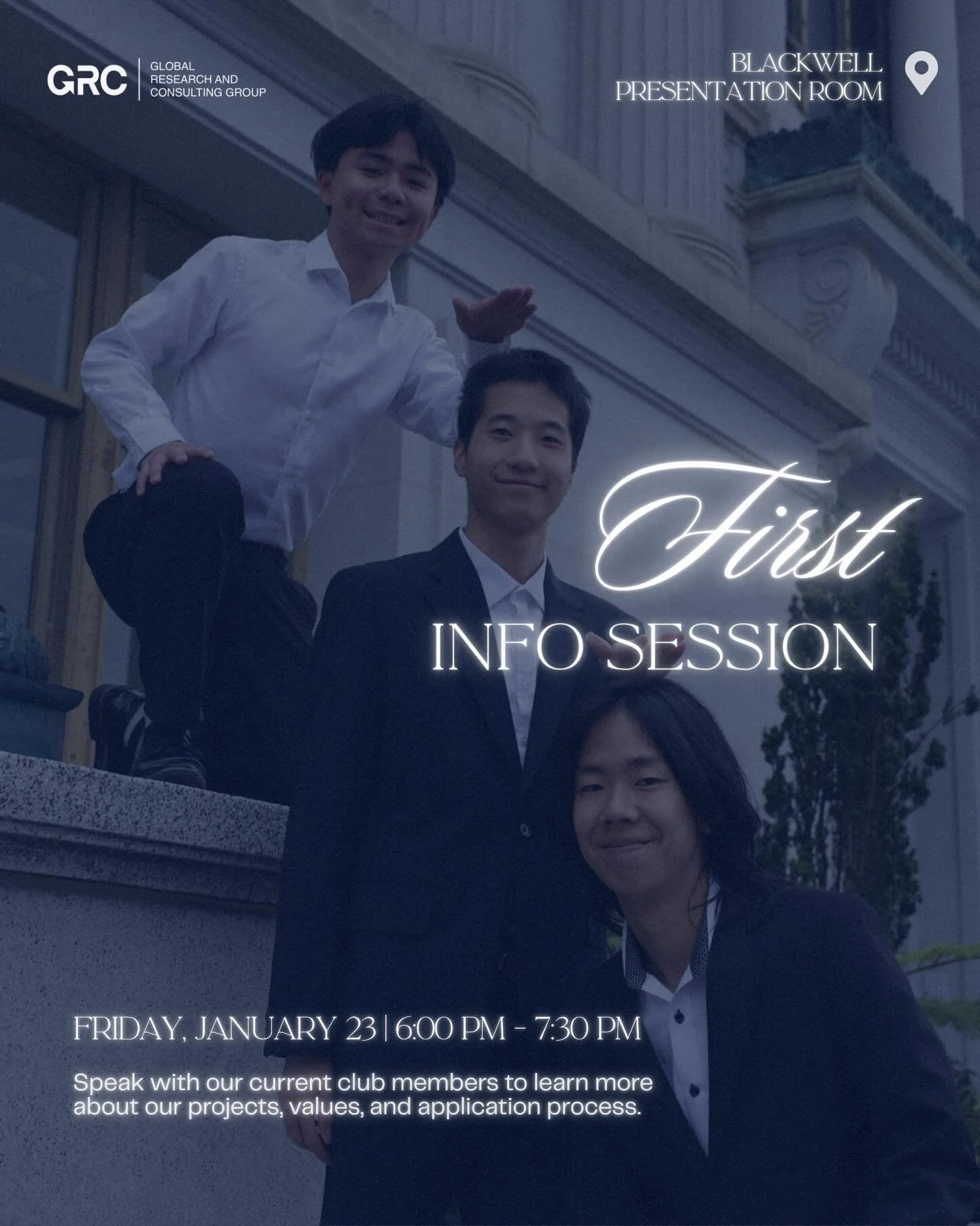 Our first info session is tonight at Blackwell Presentation Room 🎉 Join us from 6 - 7:30 PM to network with our members and learn about our recruitment process, projects, community, and more. See you soon 👀