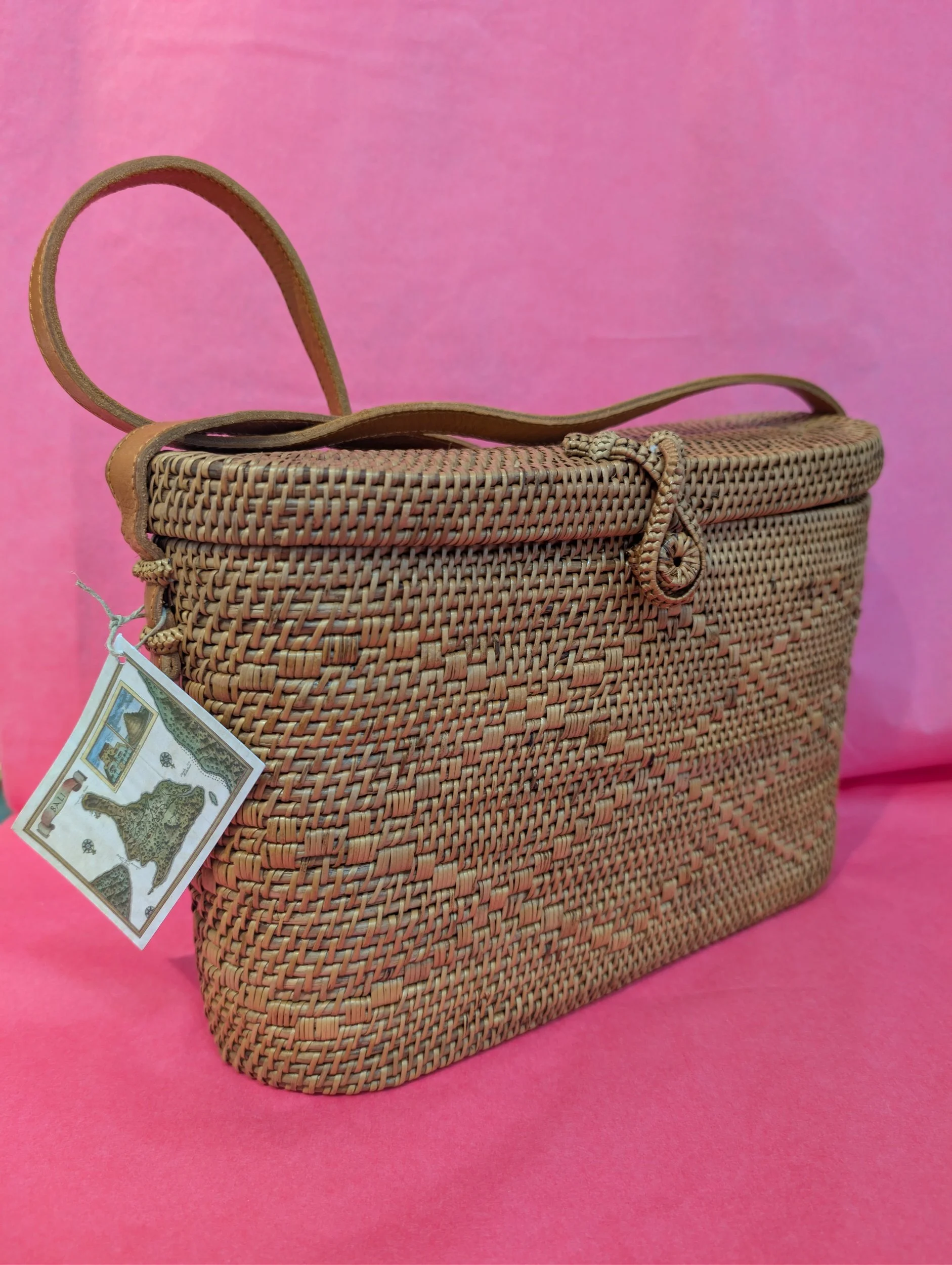 Rattan Lidded Crossbody