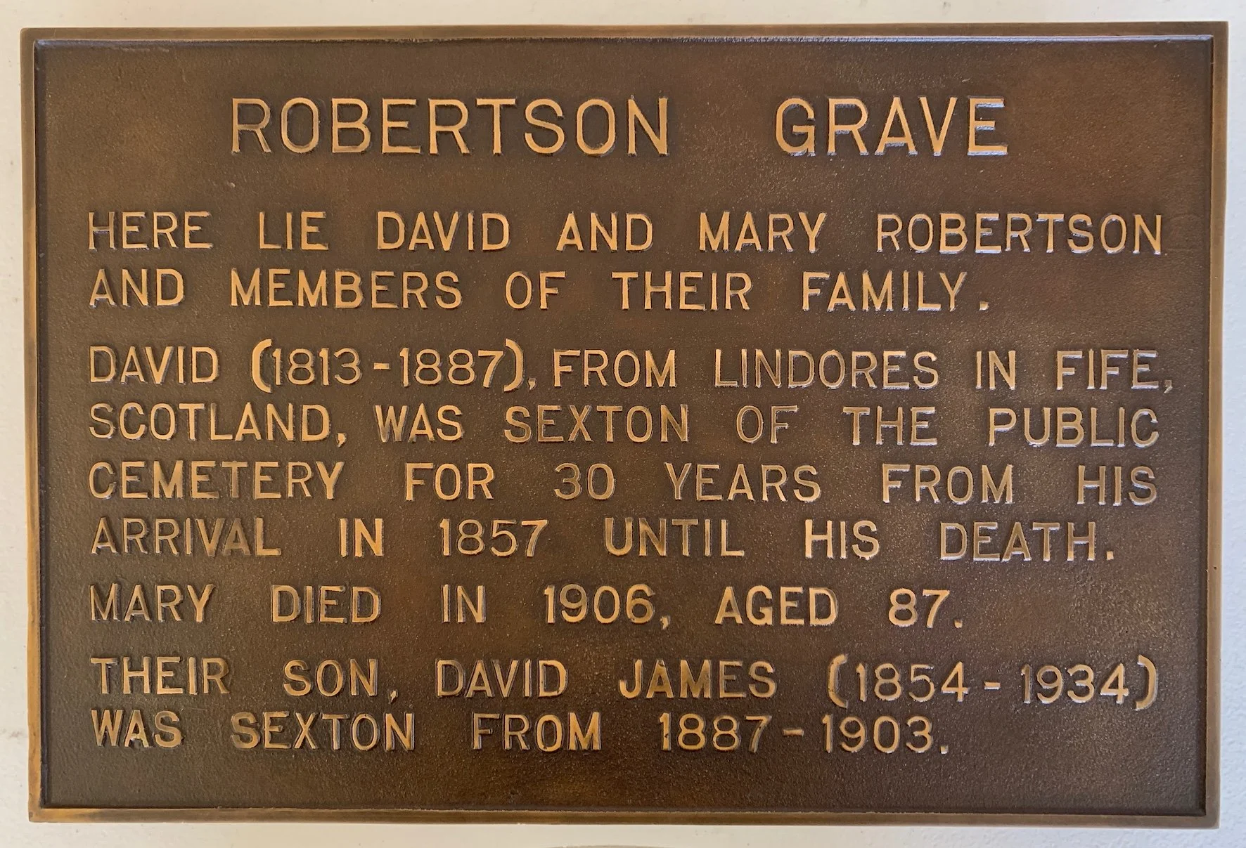 Robertson Grave.
Freshly restored.