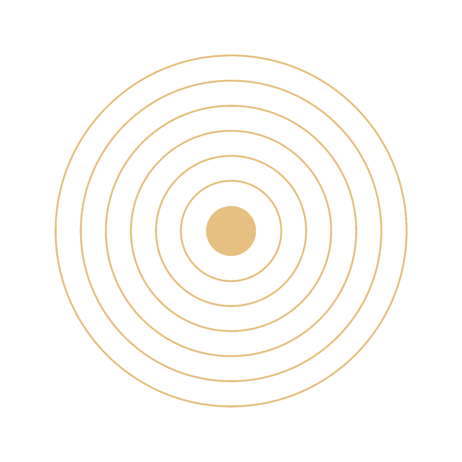 Oreana Advice Partners - Service icons with concentric beige circles centered in the image.