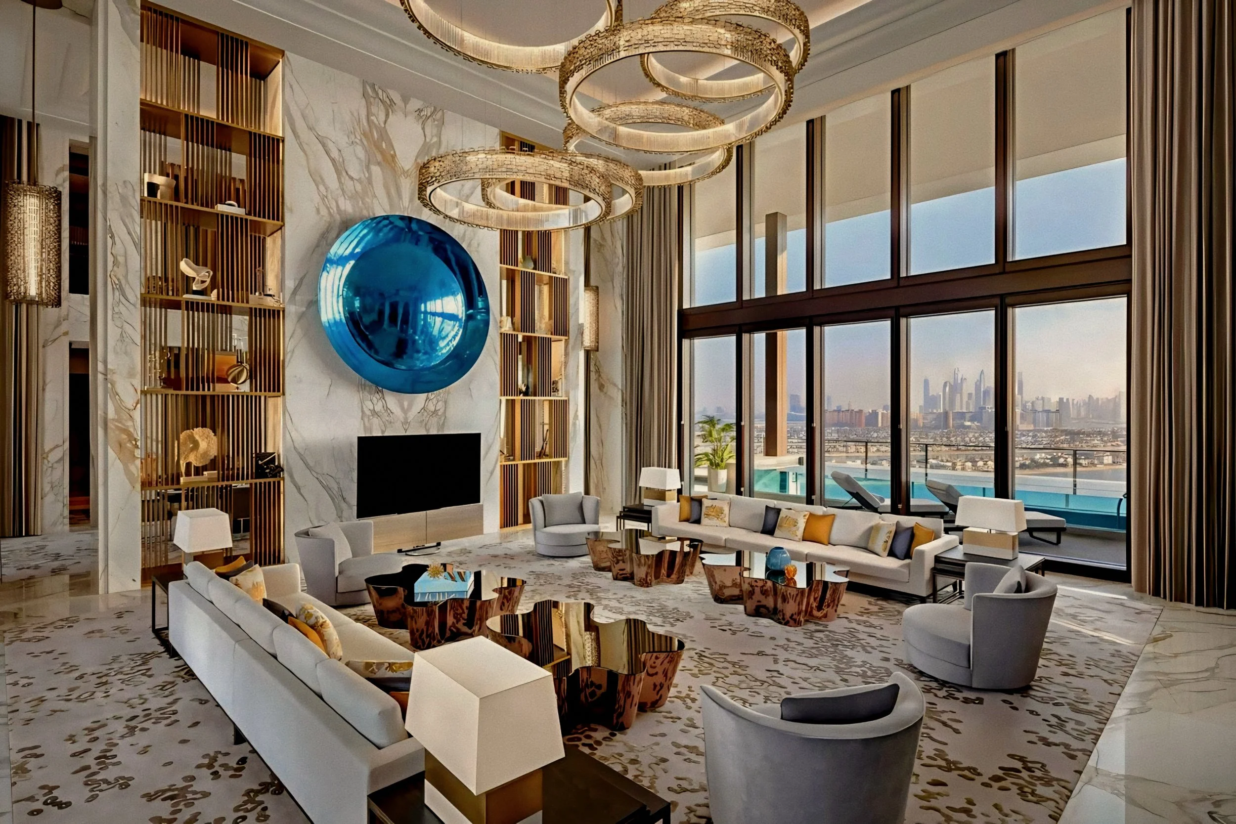 Royal Mansion penthouse living salon with sea views at Atlantis The Royal luxury beach resort palm jumeirah dubai
