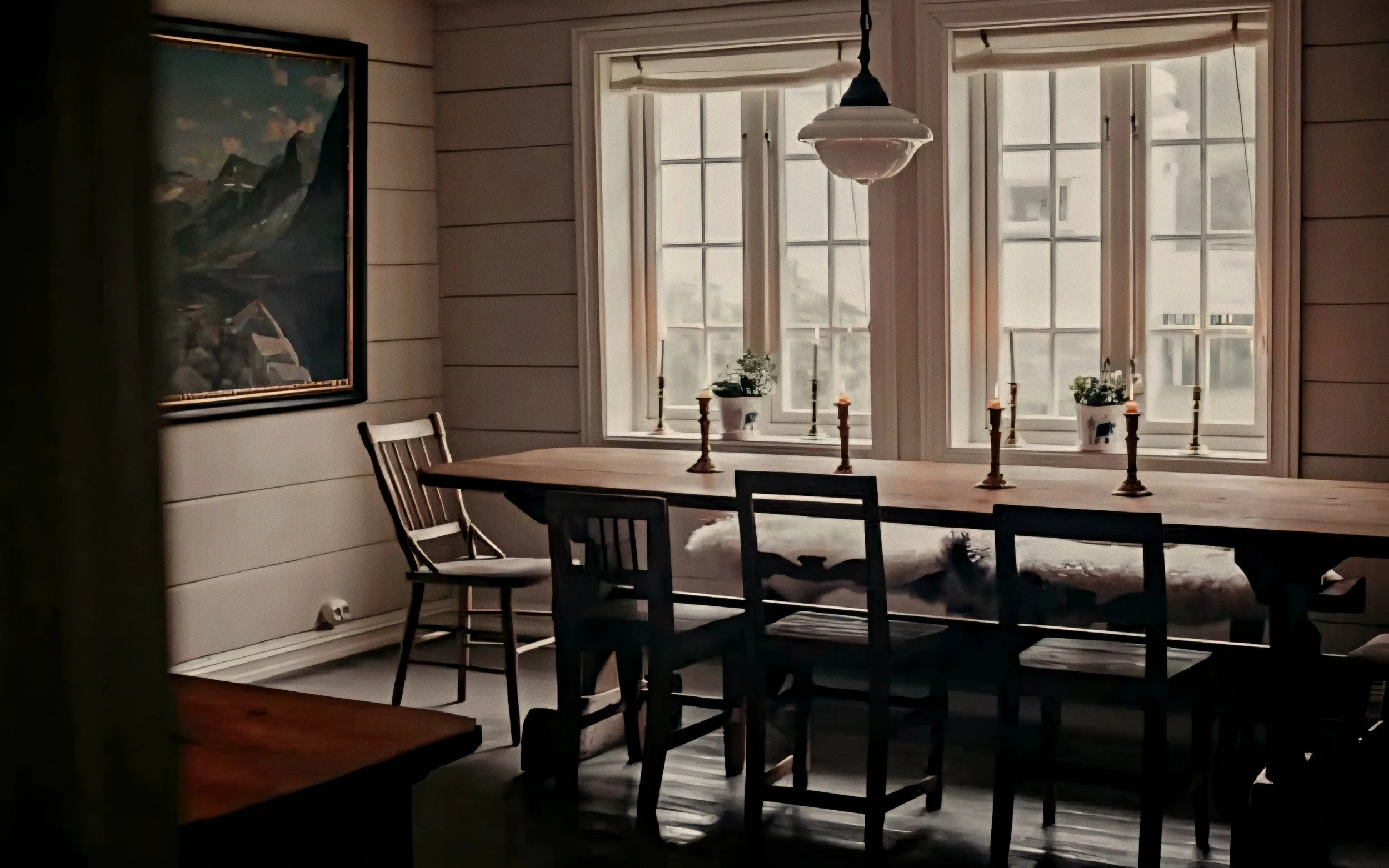 Curated timber dining table inside the private Torestova cottage at Hotel Union Øye Norway fjords