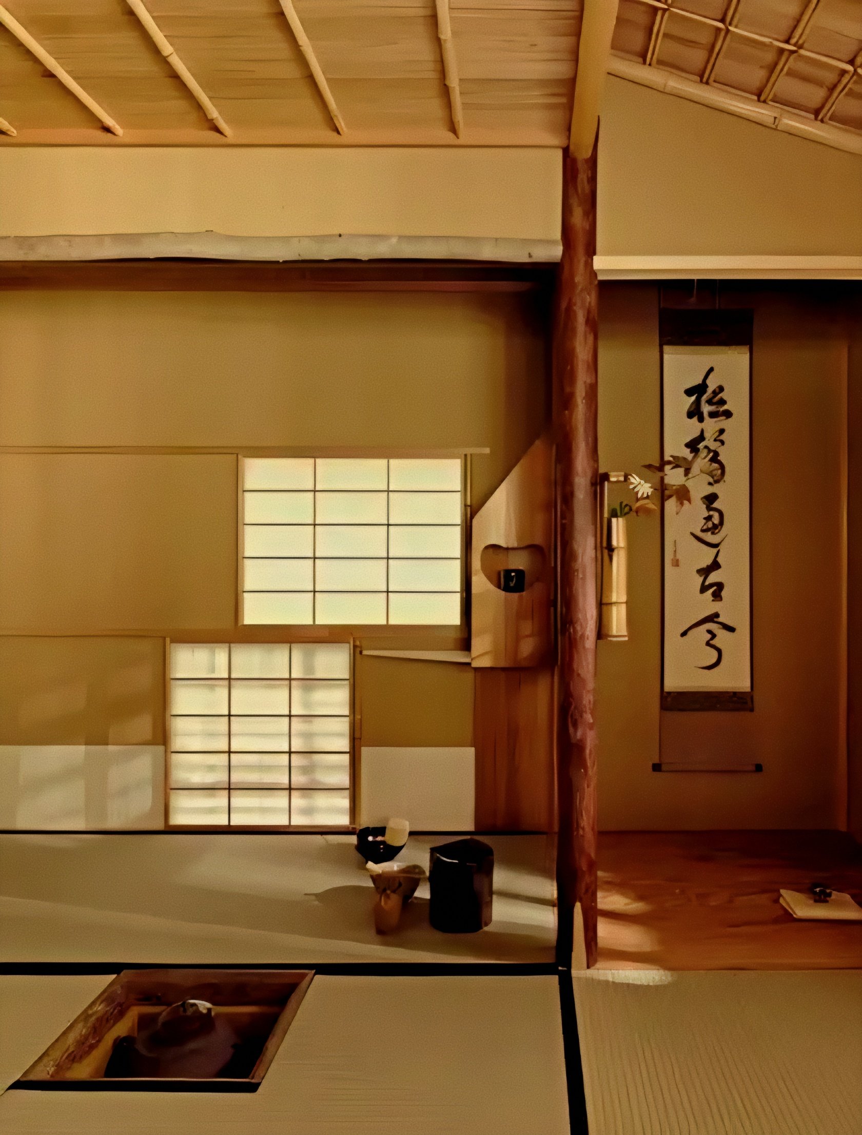 Traditional tea house interior at Aman Kyoto luxury onsen spa and ryokan in Japan.