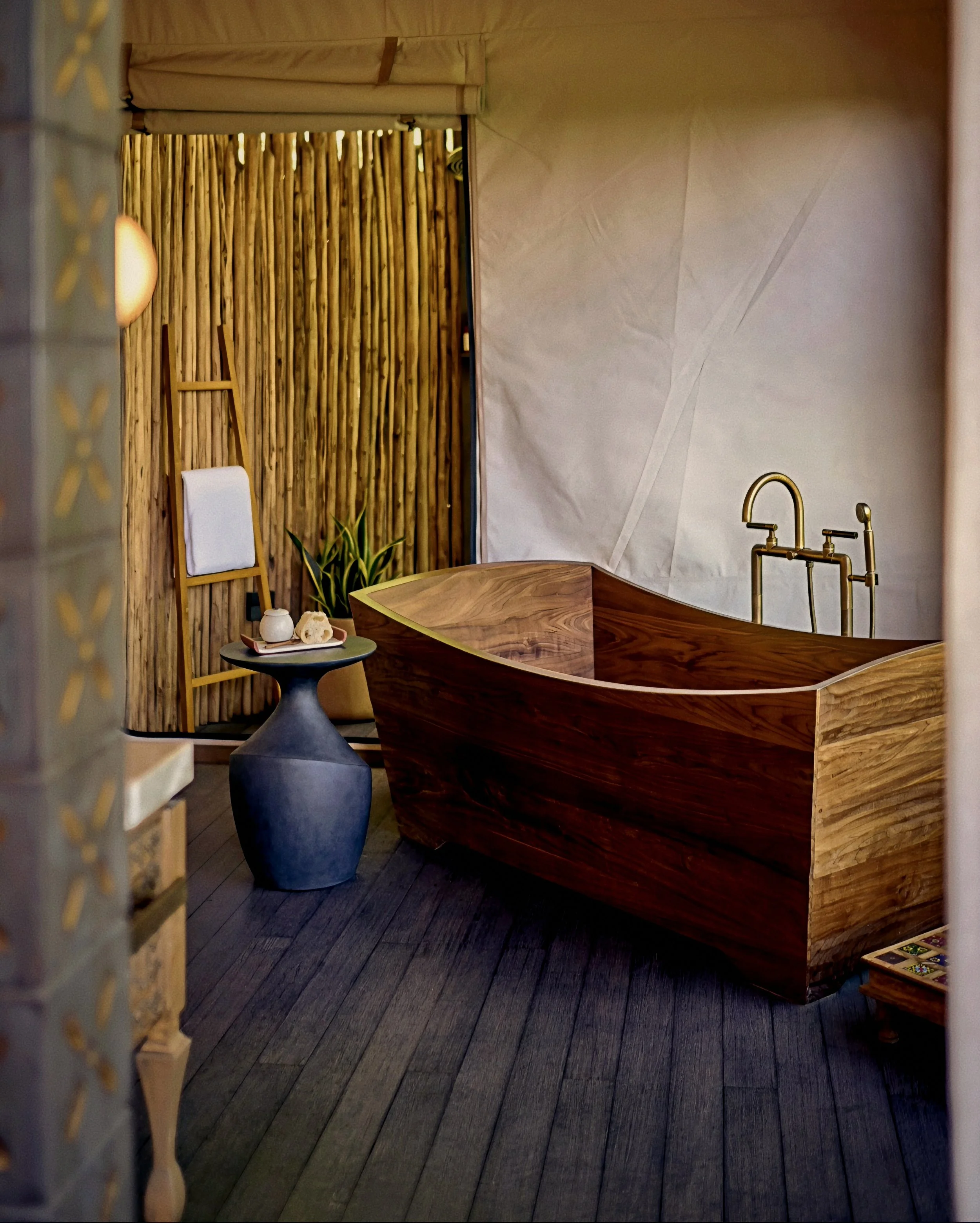 Sculpted wooden soaking tub and wellness spa at Nekajui, Peninsula Papagayo, a Ritz-Carlton Reserve Costa Rica