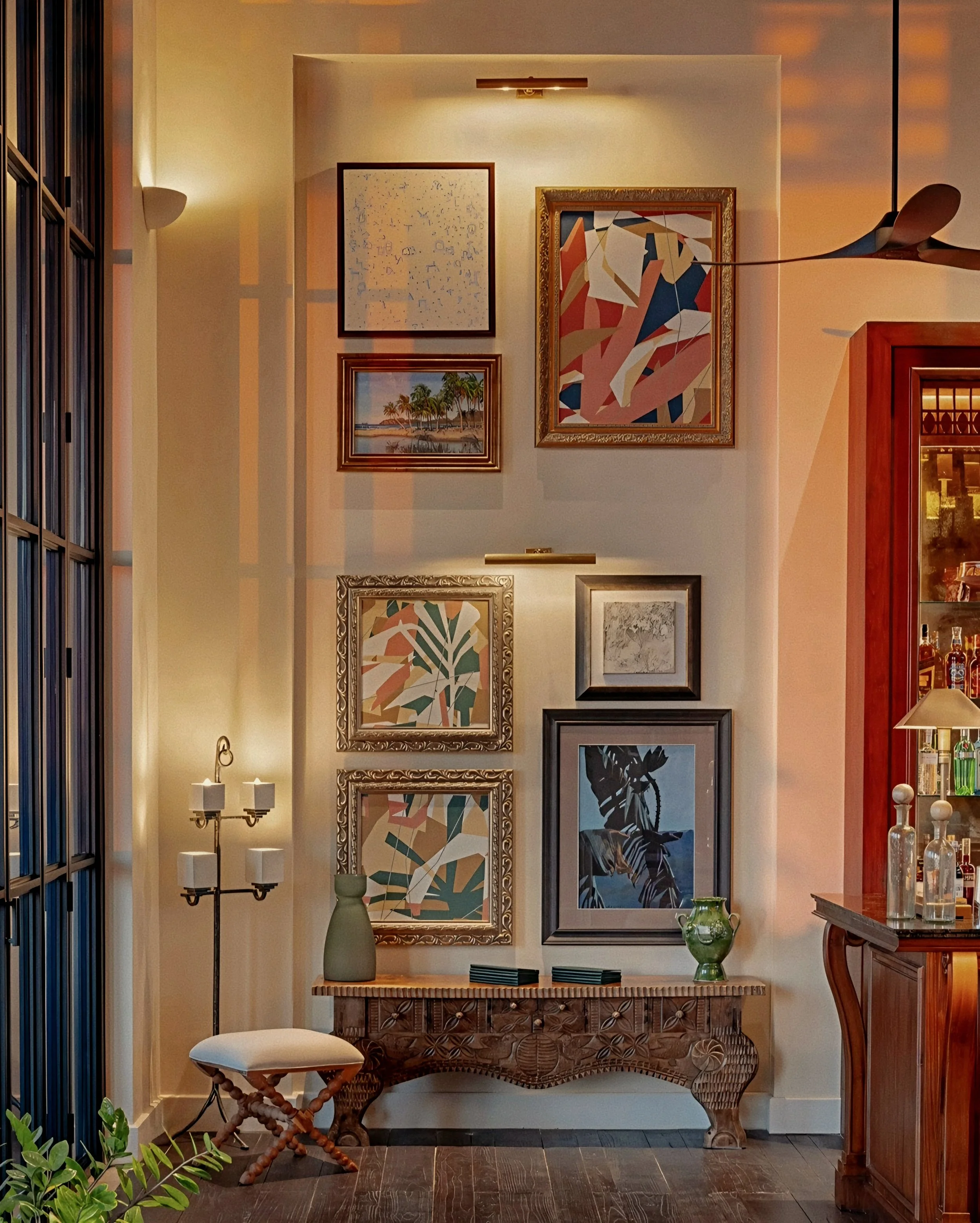 Curated art gallery salon and reading nook at Nekajui, Peninsula Papagayo, a Ritz-Carlton Reserve Costa Rica