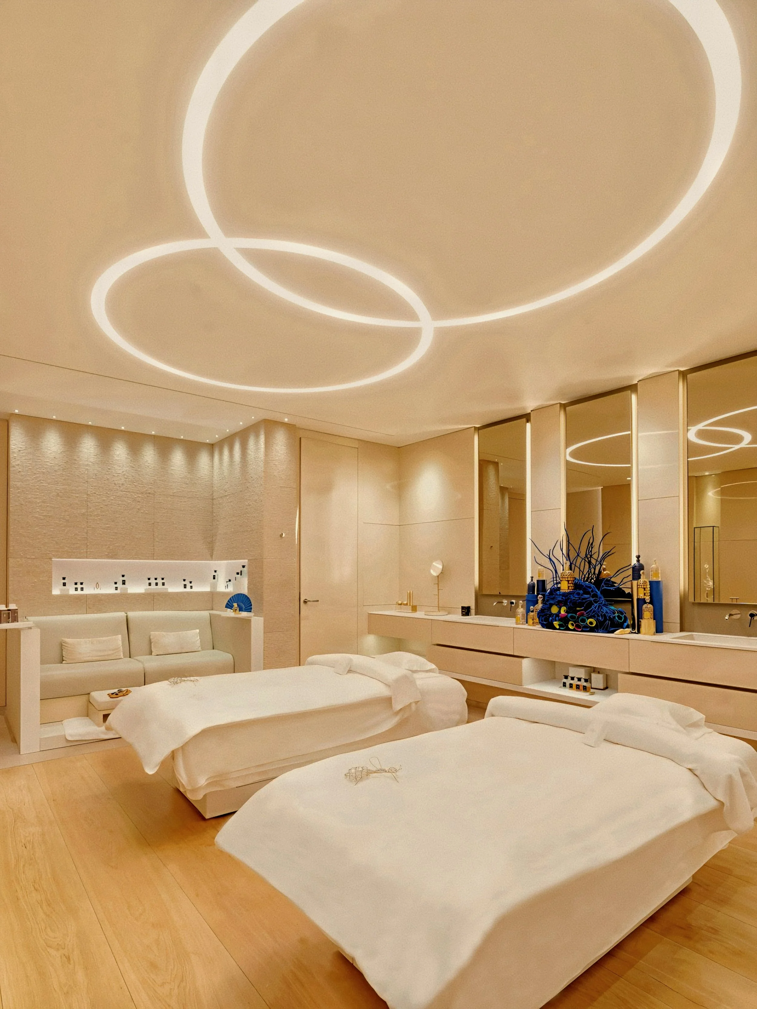Guerlain spa treatment room at Cheval Blanc St-Tropez luxury hotel, french Riviera, France.
