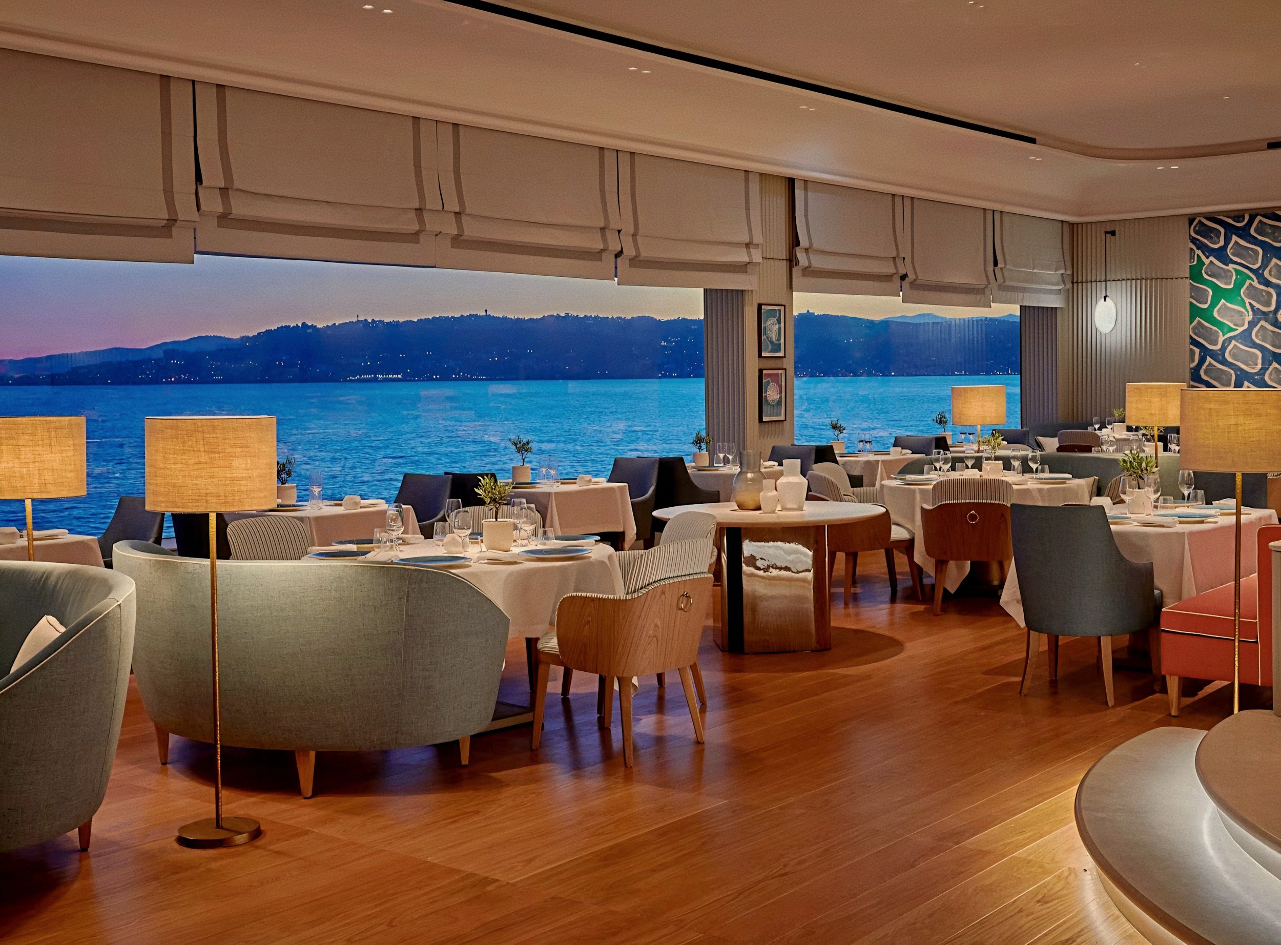Michelin-starred Louroc Restaurant over azure sea views at Hotel du Cap-Eden-Roc in Antibes, France French Riviera.