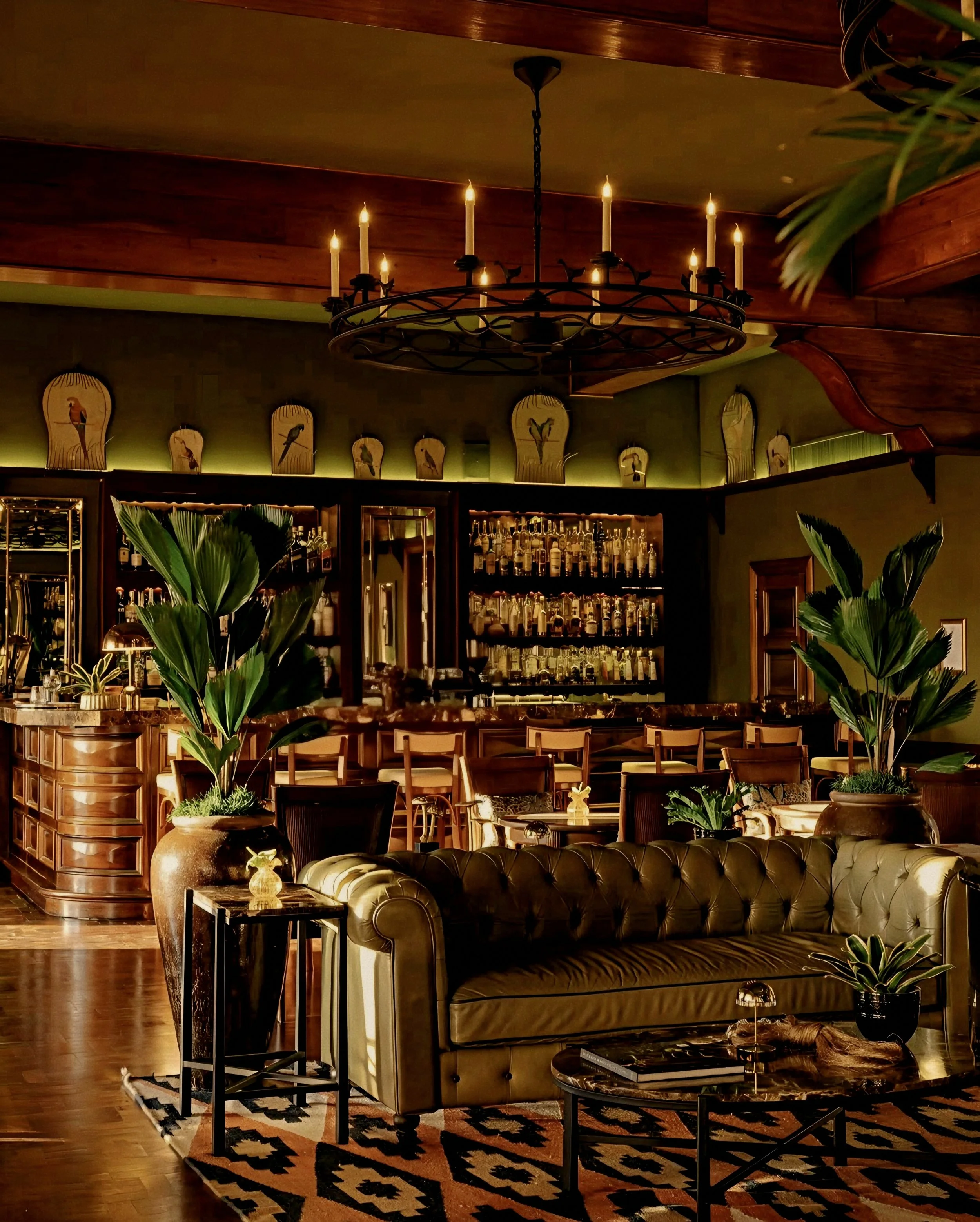 Atmospheric Bar Tarobá lounge at Hotel das Cataratas A Belmond Hotel Iguassu Falls Brazil.