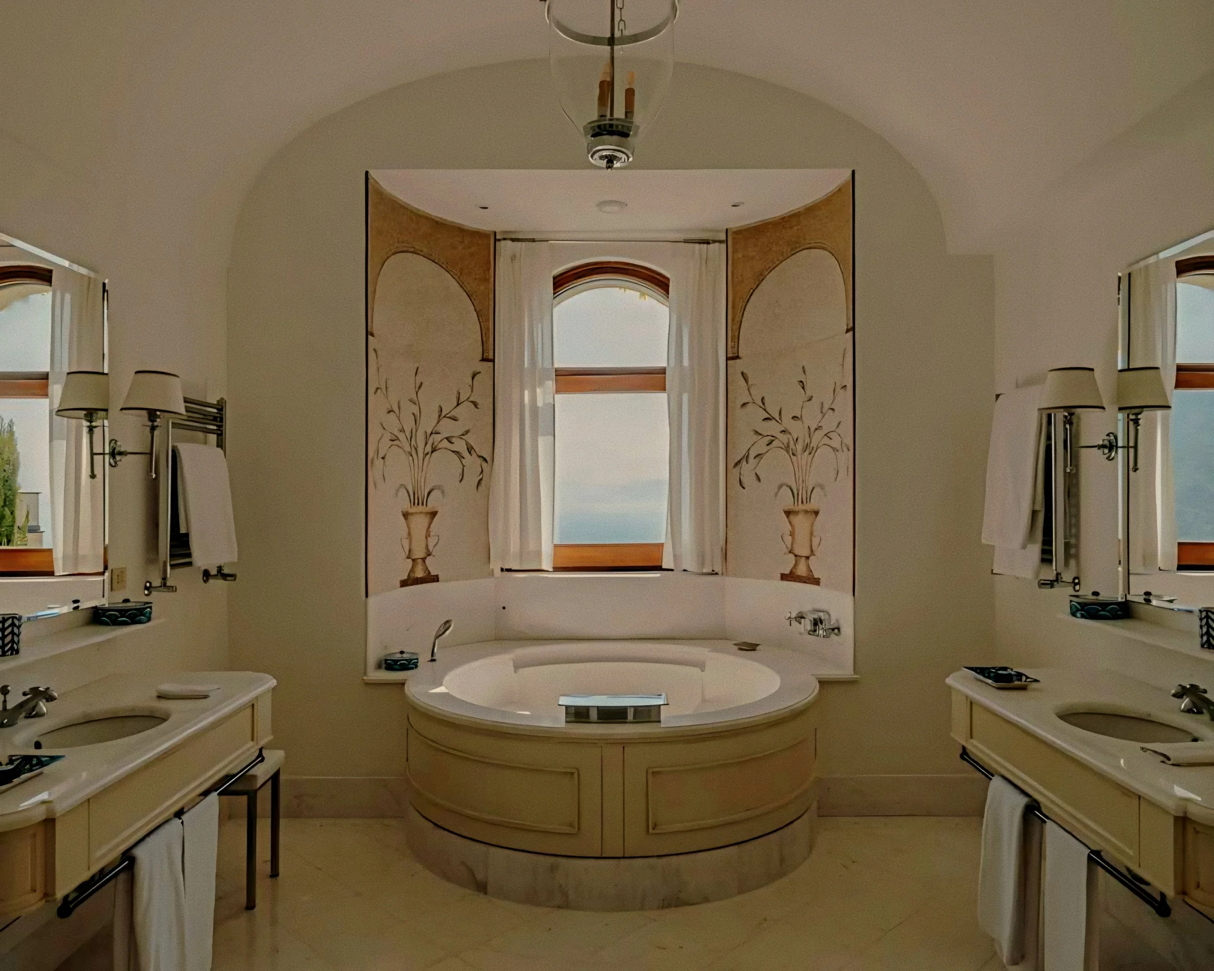Sculptural marble bathroom overlooking sea at Caruso A Belmond Hotel Ravello Amalfi Coast Italy