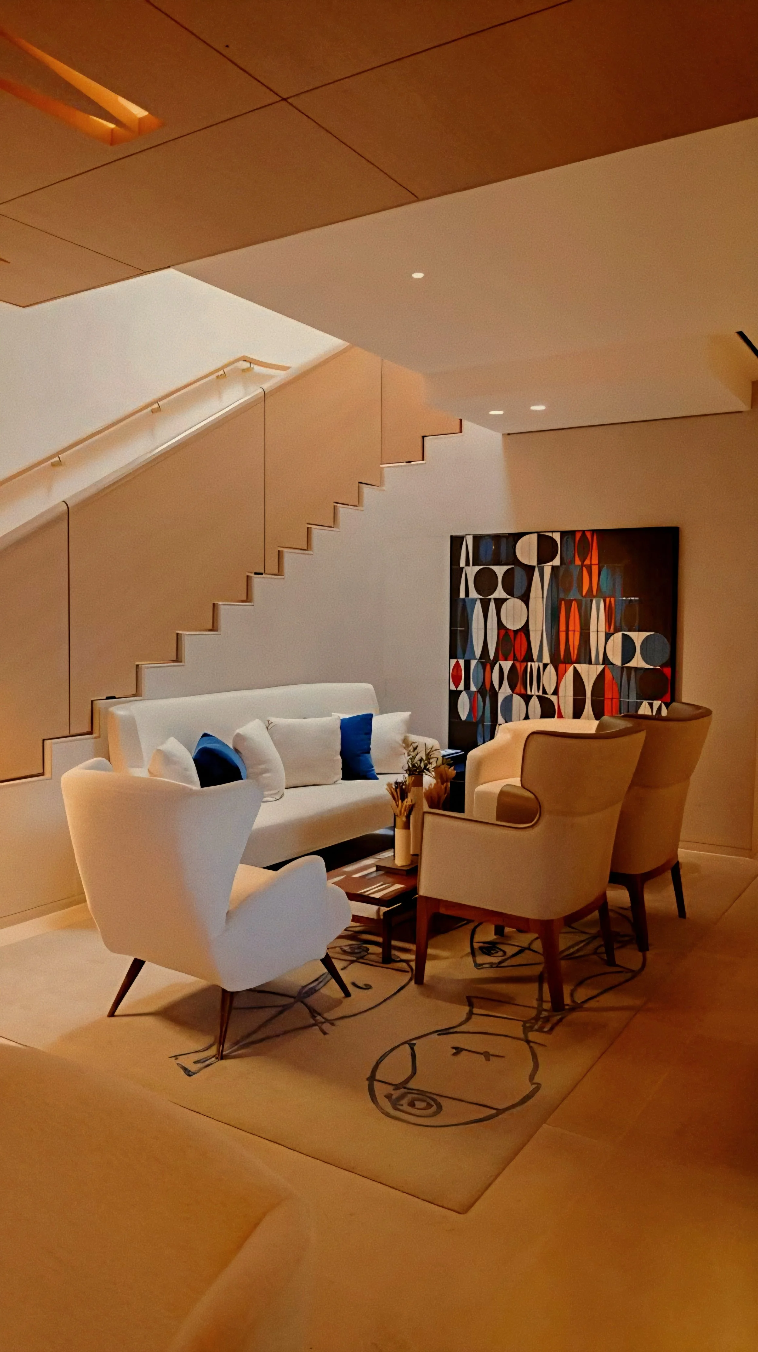 Living gallery lounge at Cheval Blanc St-Tropez luxury hotel, french Riviera, France.
