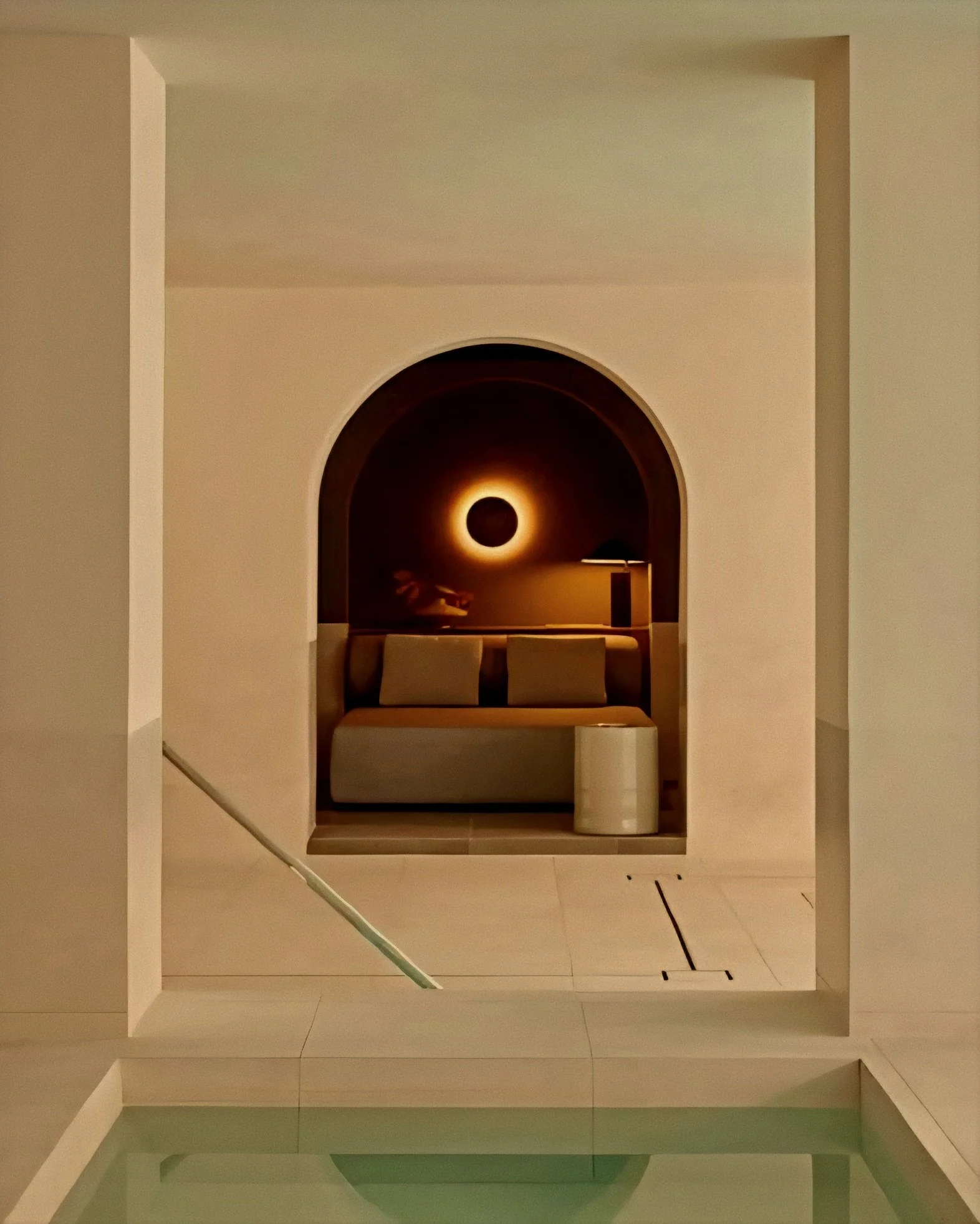 Subterranean daybed alcove at Asaya Spa at Rosewood Amsterdam a luxury hotel in Netherlands.