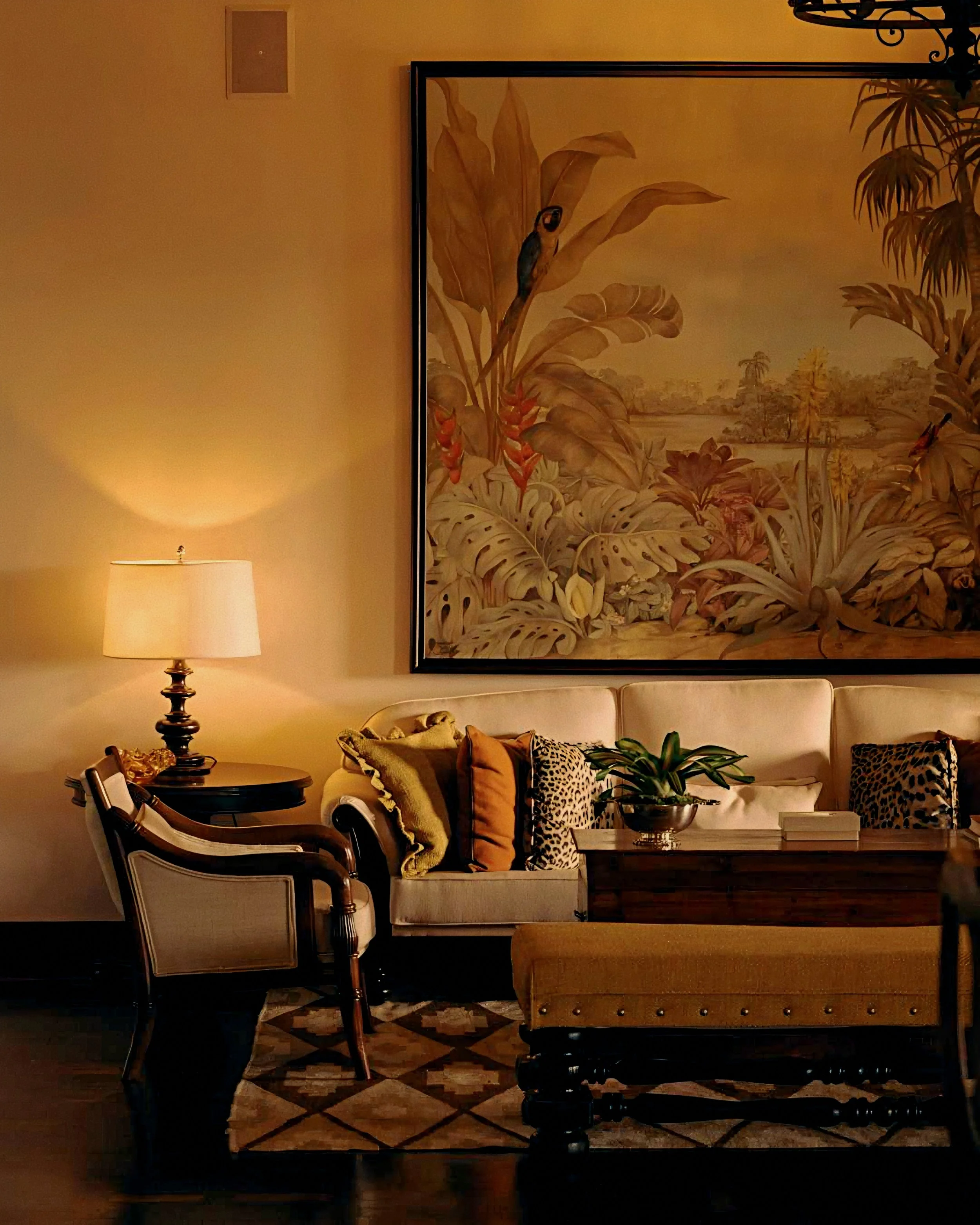 Luxury living salon interior at Hotel das Cataratas A Belmond Hotel in Iguassu Falls Brazil.