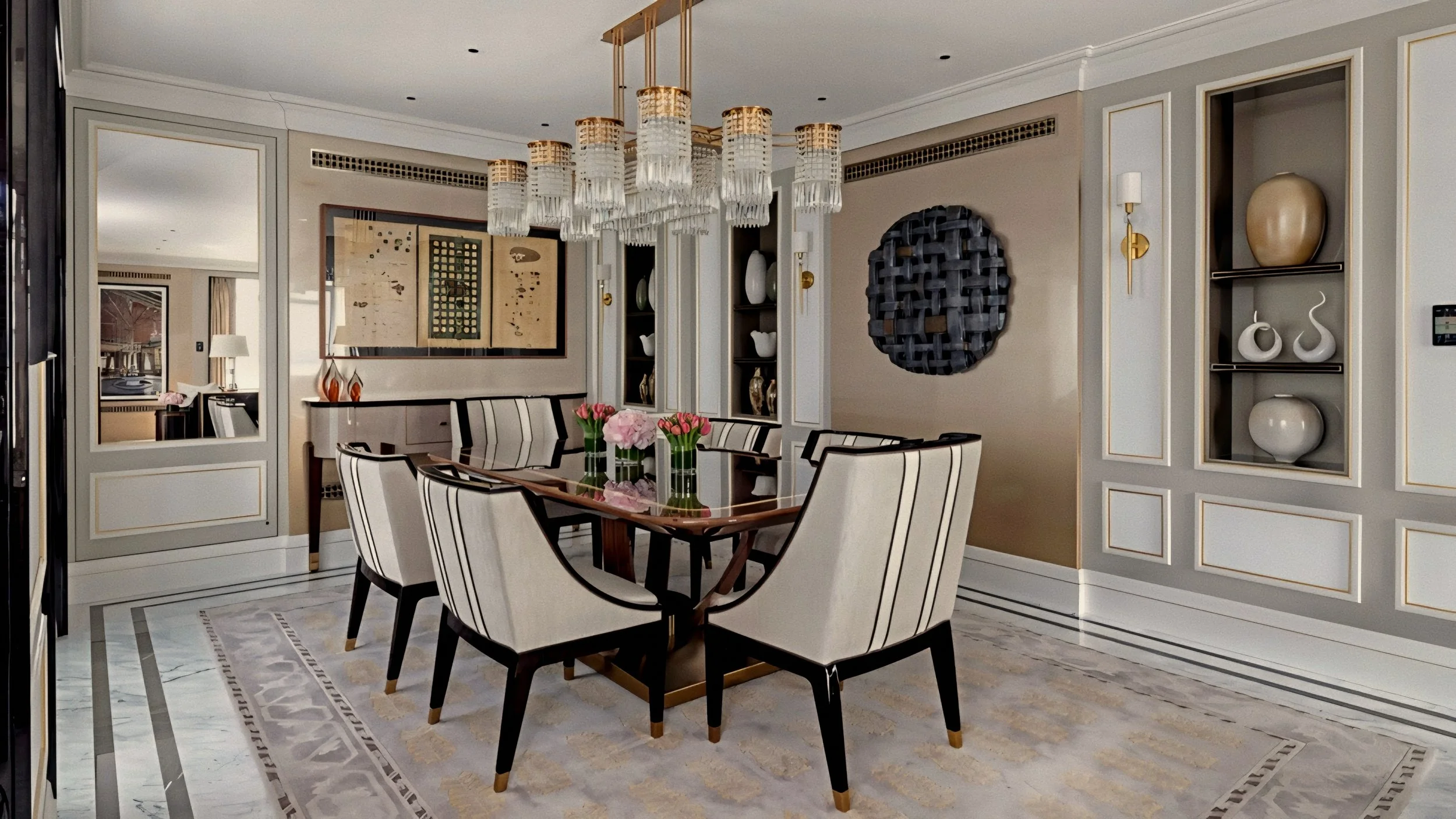 Palatial private dining salon at The Peninsula Istanbul in Karaköy at Galataport along the Bosphorus.