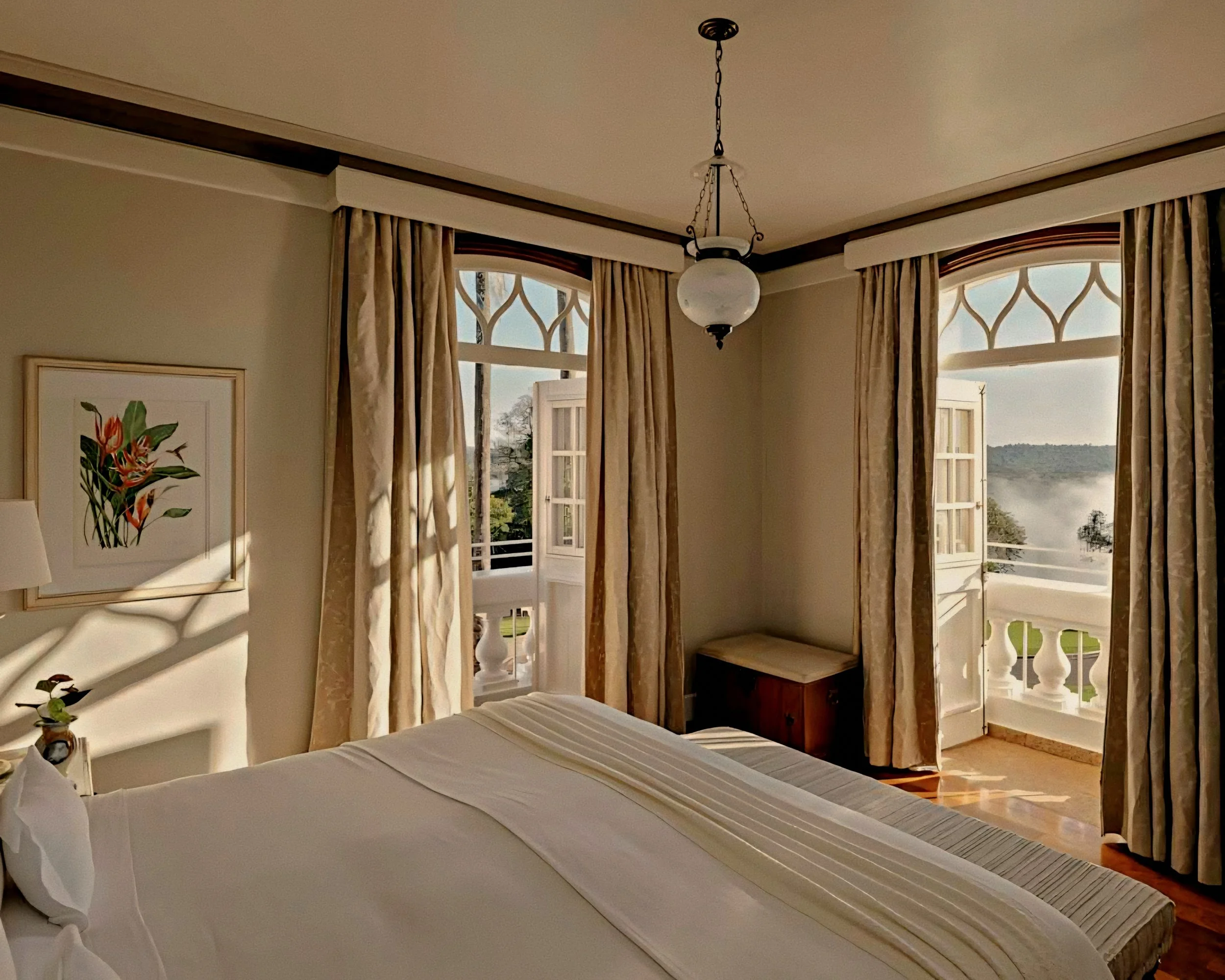 Luxury suite balcony with Iguassu Falls view at Hotel das Cataratas A Belmond Hotel Brazil.