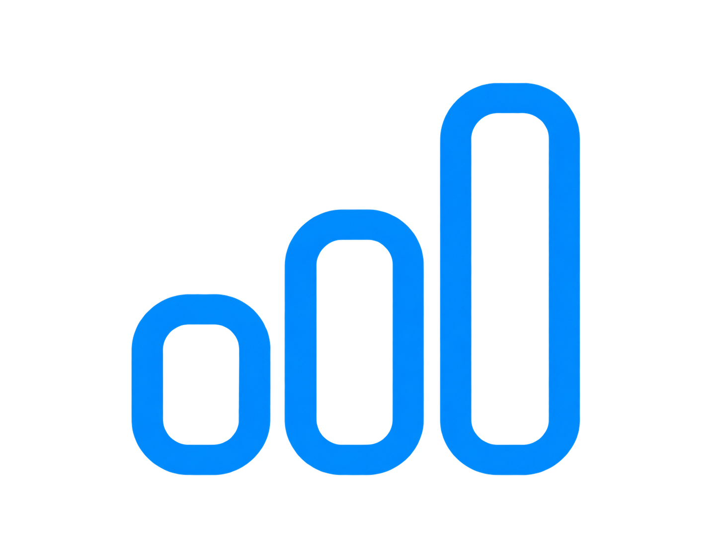 Blue ascending bar chart on black background.
