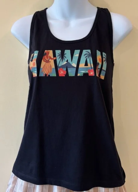 Wahine Hula HAWAII  black tank top
