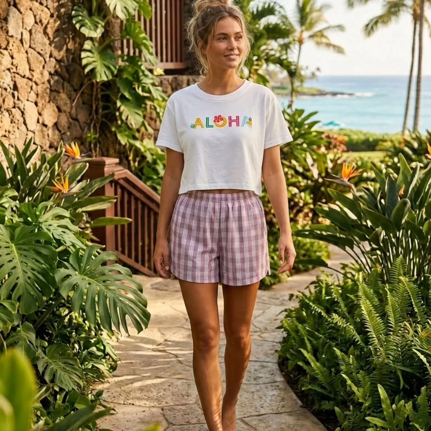 &ldquo;Just when you thought there were no more Palaka colors, enter - Mauve.  Not quite pink, not quite lavender, looking cool with our Aloha white crop top.  Crop top  not your thing?  This Aloha tee also comes in a regular length.  Our Mother&rsqu