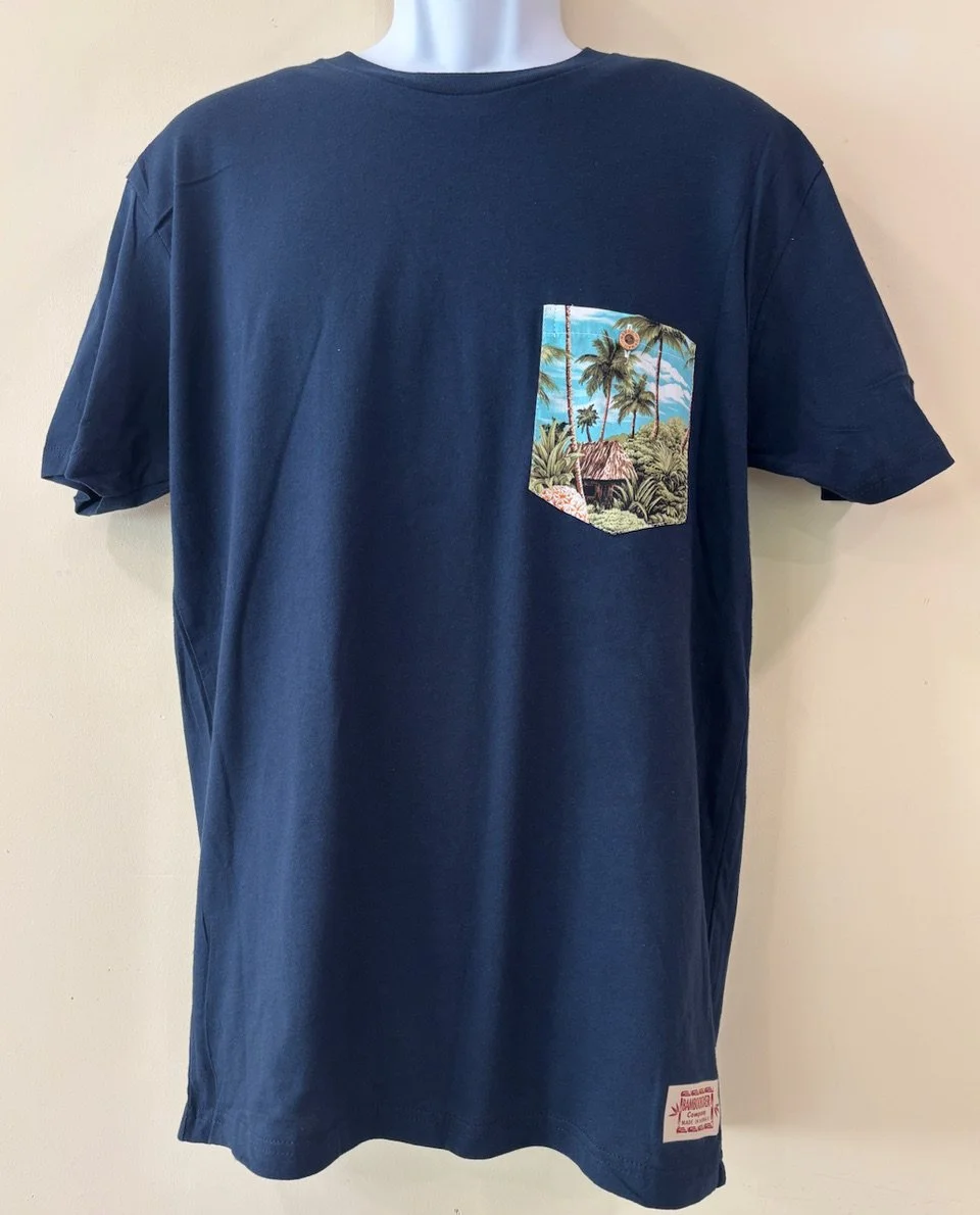 Akaki on a navy tee