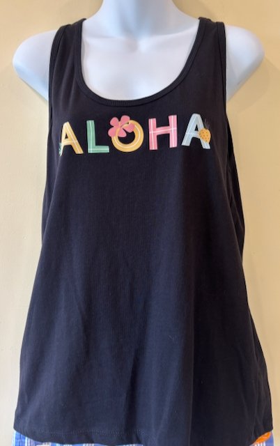 Wahine ALOHA Black Tank