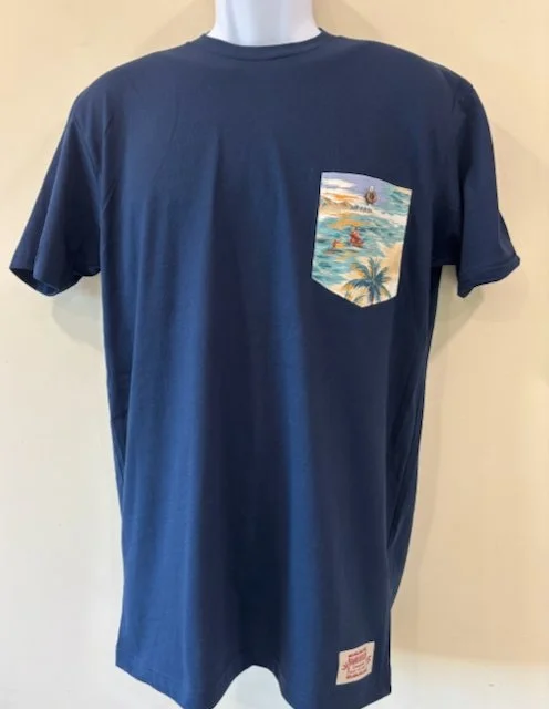 Wainaha Taupe on Navy tee