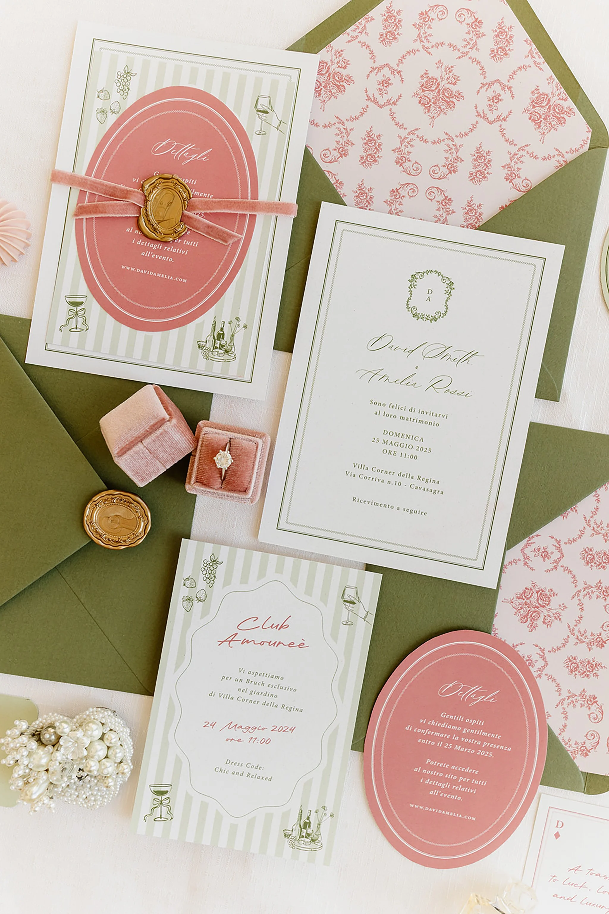 Coordinato personalizzato stile Old Money, Villa Corner della Regina