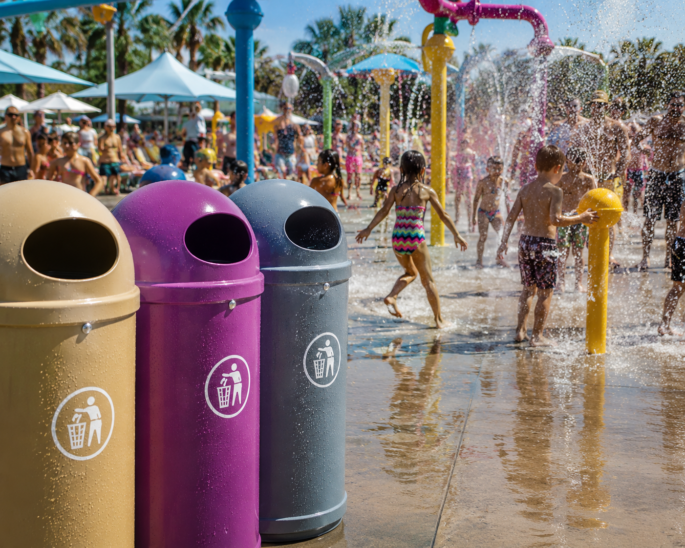 Classic Water Park Trash Cans