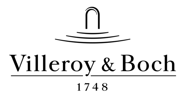 Logo of Villeroy & Boch with a faucet above a ripple design and the year 1748.